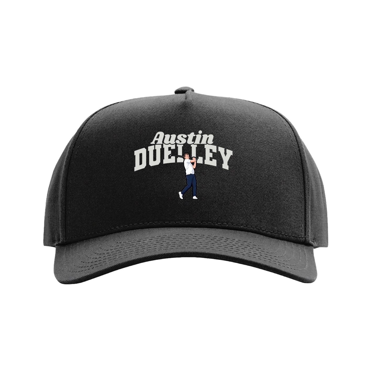 Full Fabric Five-Panel Champ Cap — Signature Arch in Black