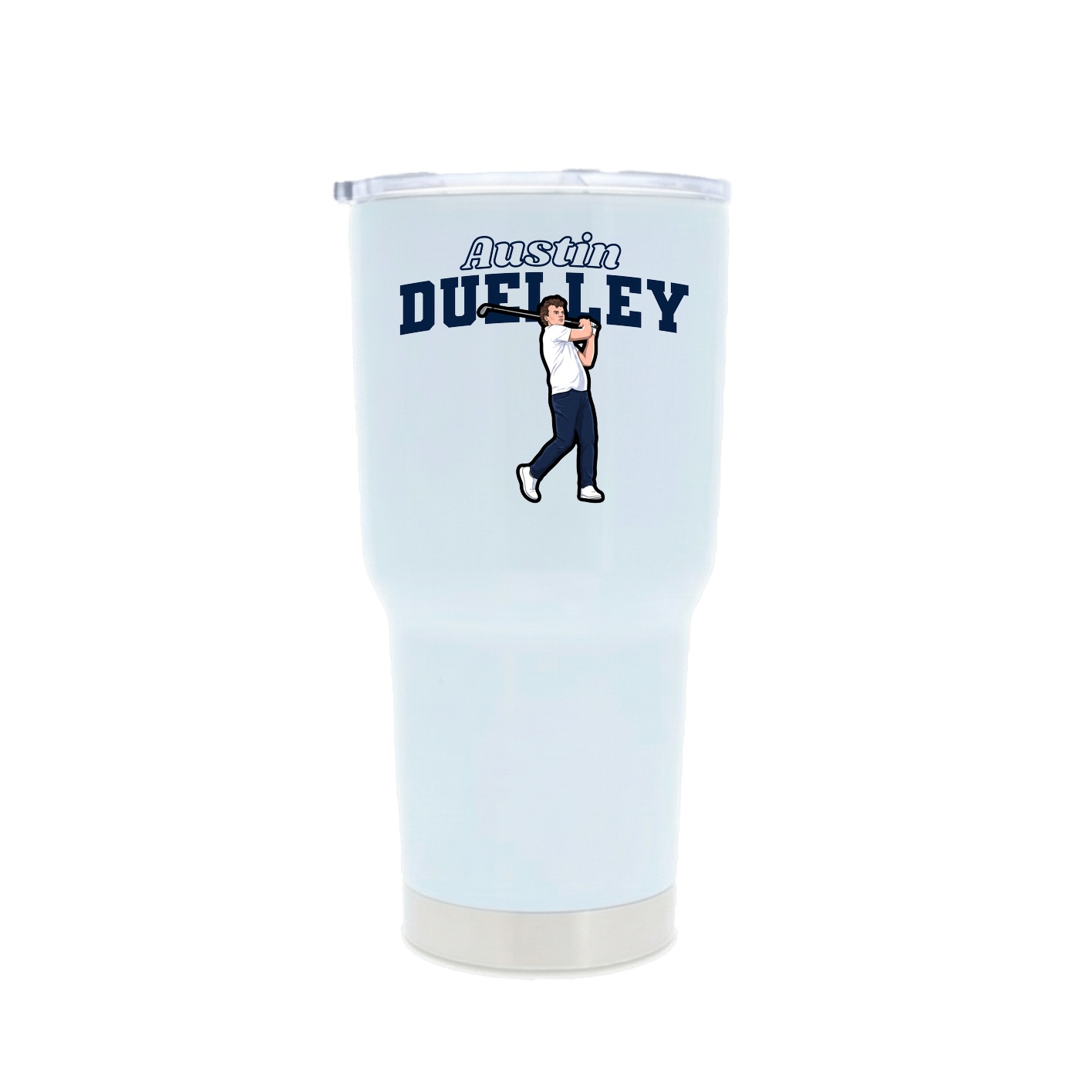 30oz Stainless Steel Tumbler — Name Arch in White