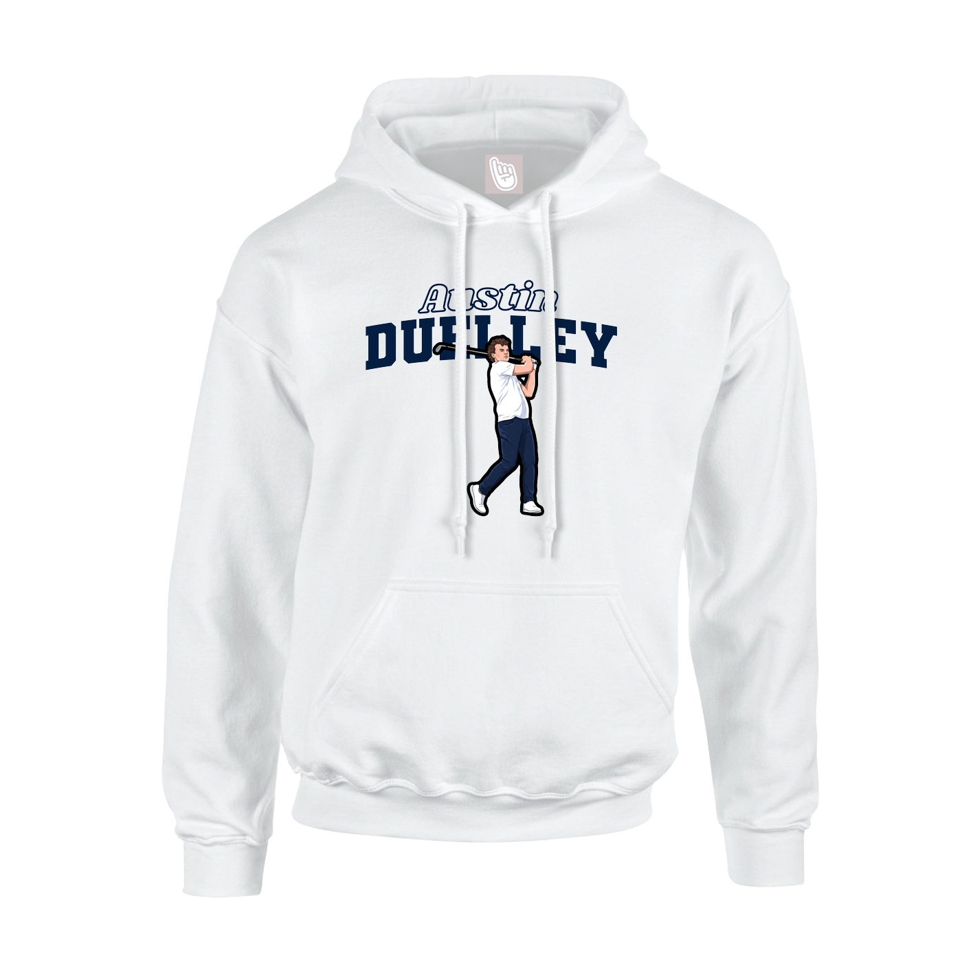 Youth Hoodie — Name Arch in White