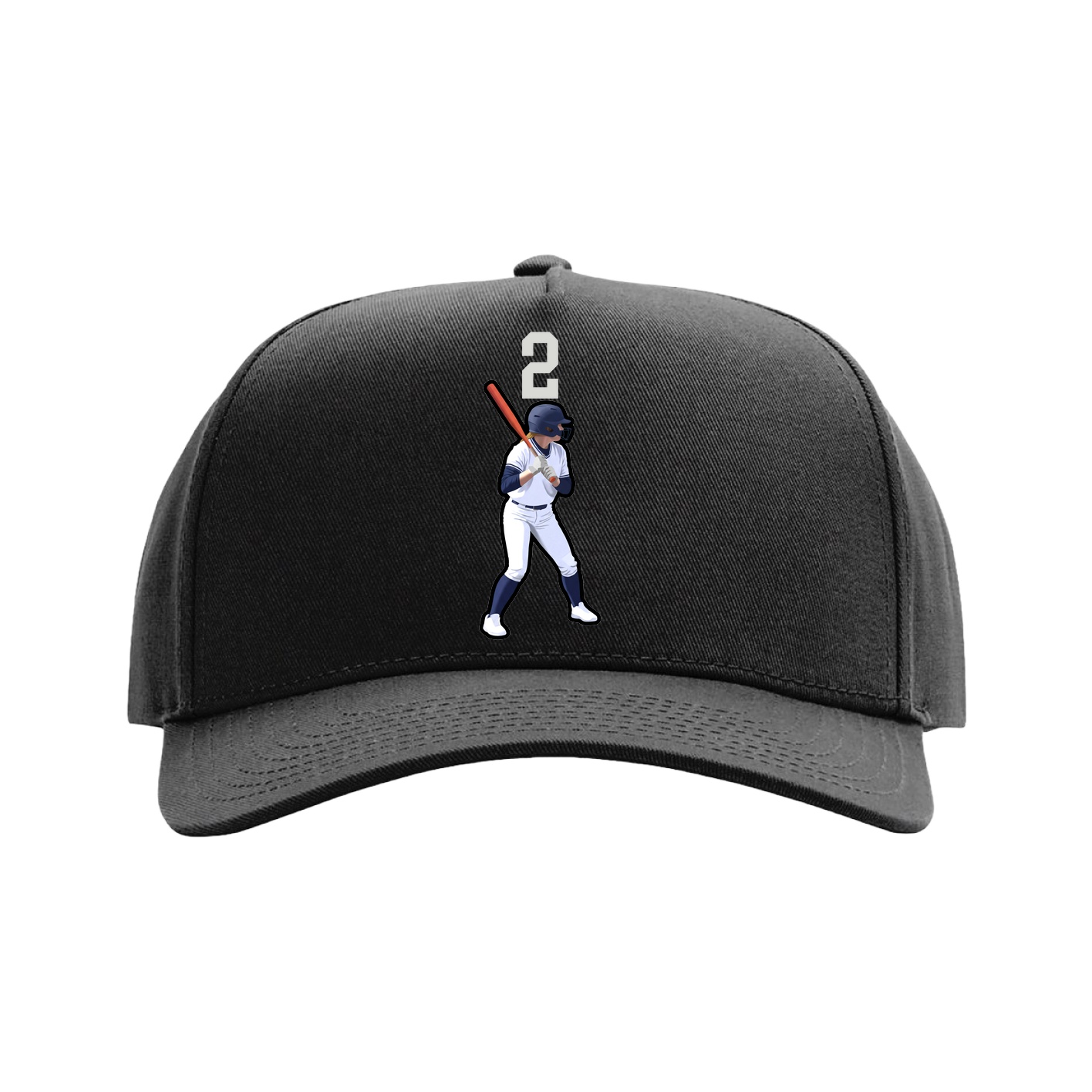 Full Fabric Five-Panel Champ Cap — Number Top in Black