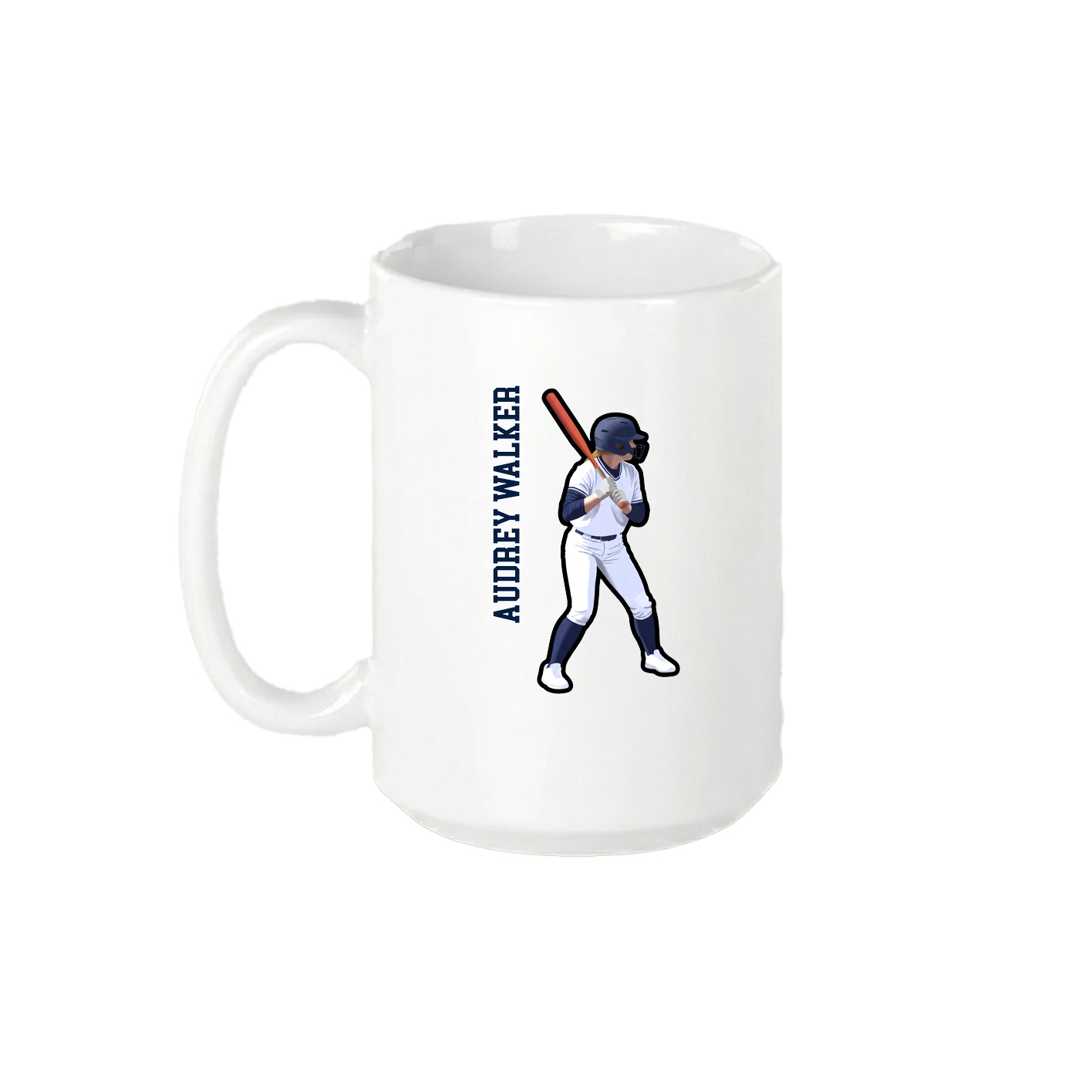 15oz Coffee Mug — Name Vertical in White