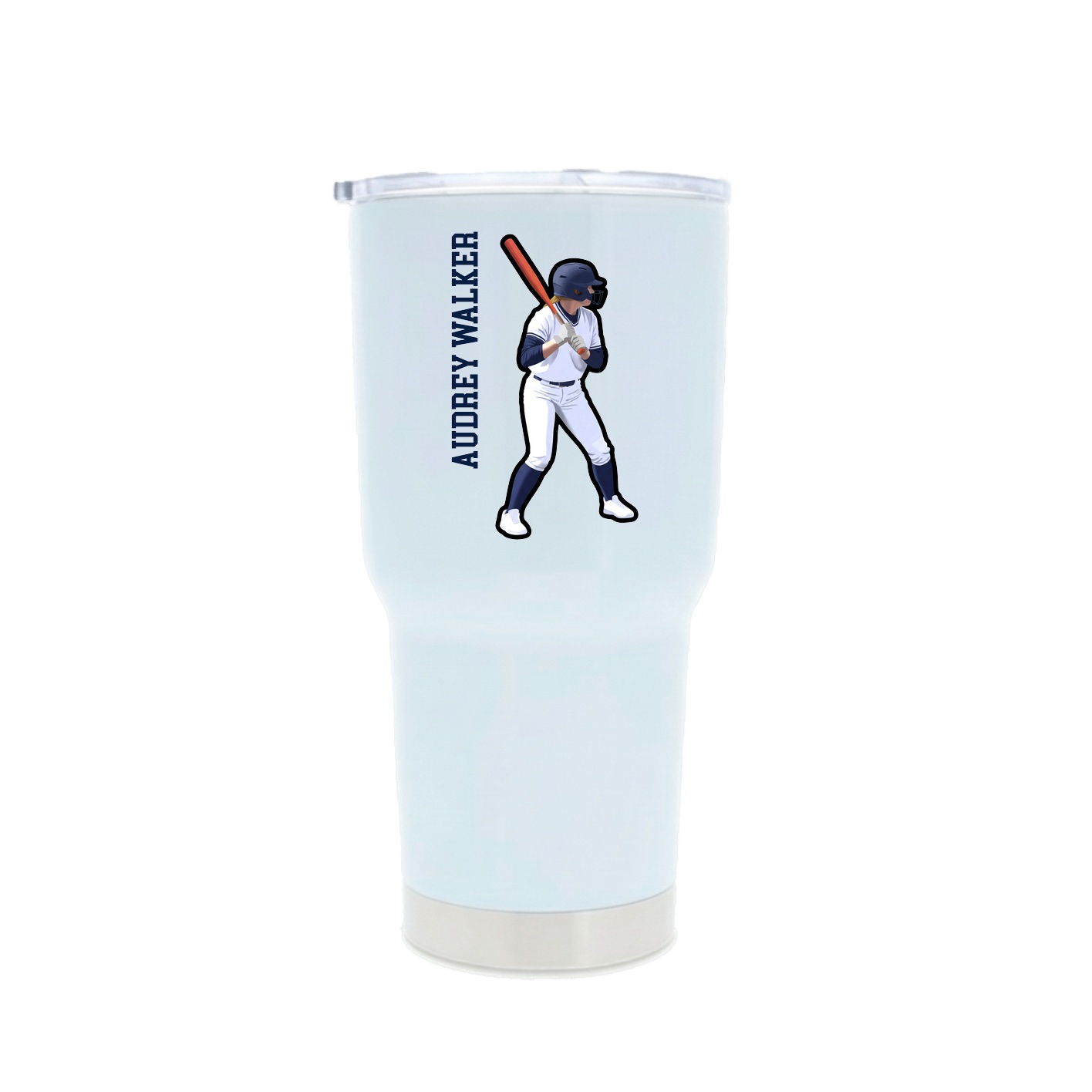 30oz Stainless Steel Tumbler — Name Vertical in White