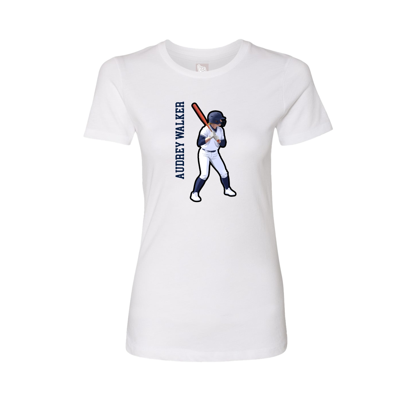Fitted Women's Tee — Name Vertical in White