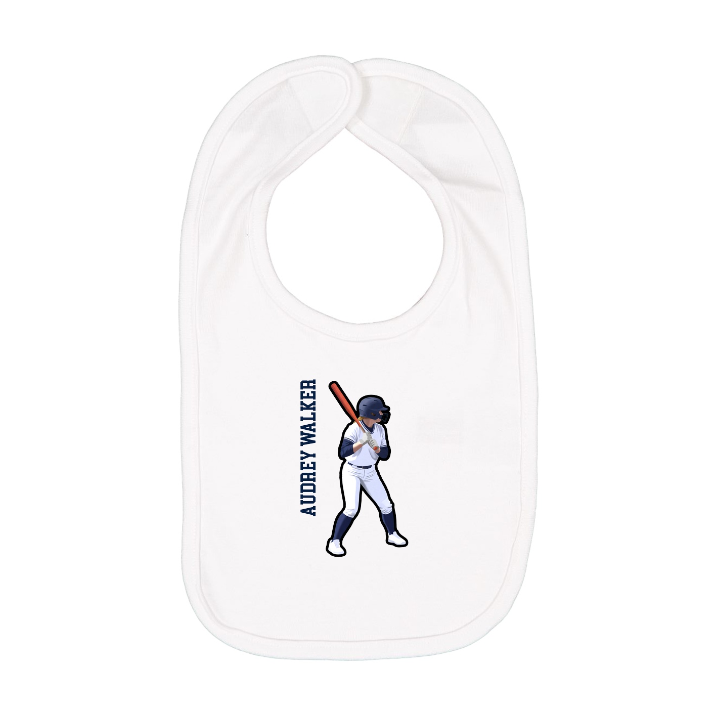 Infant Bib — Name Vertical in White