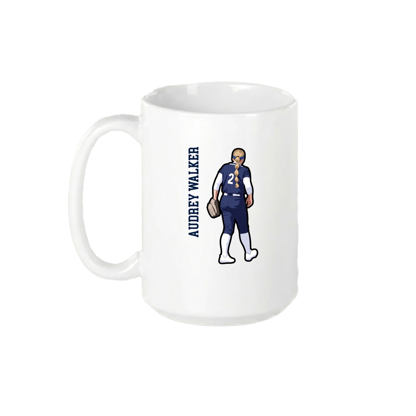 15oz Coffee Mug — Name Vertical in White