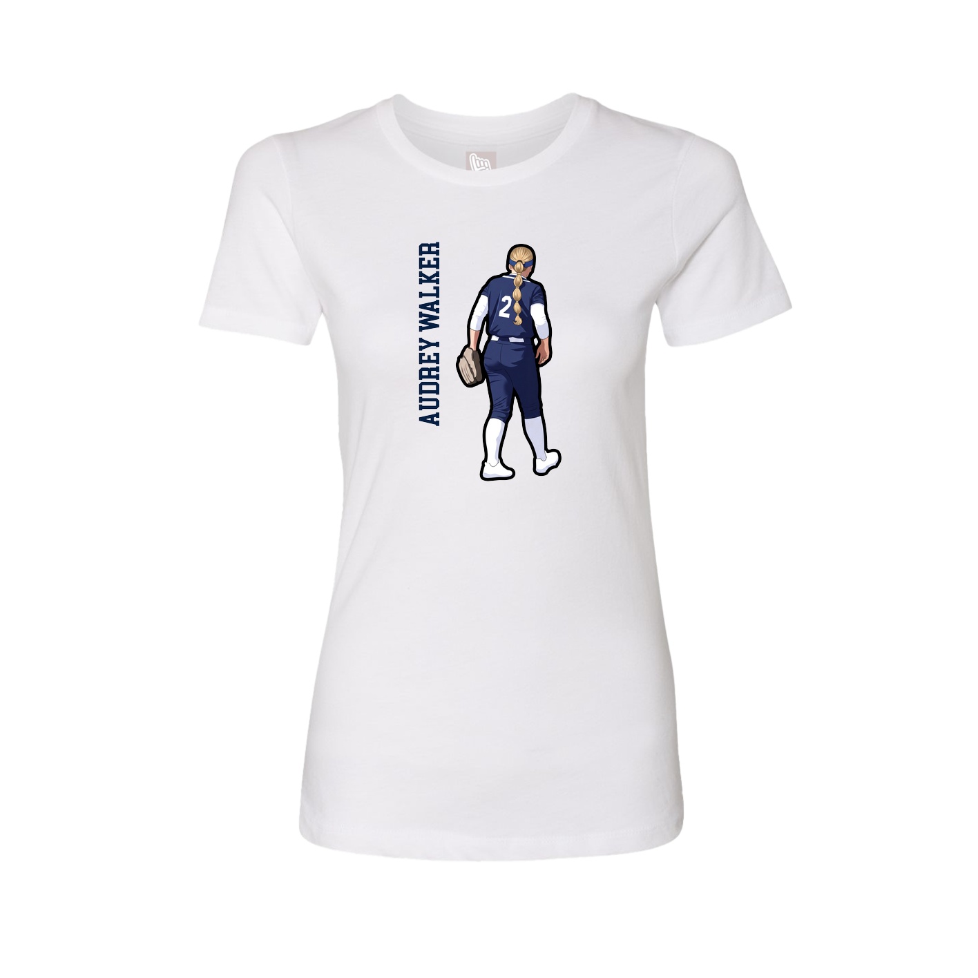Fitted Women's Tee — Name Vertical in White