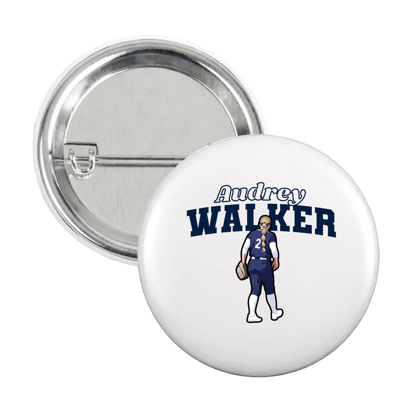 Game Day Button — Name Arch in White