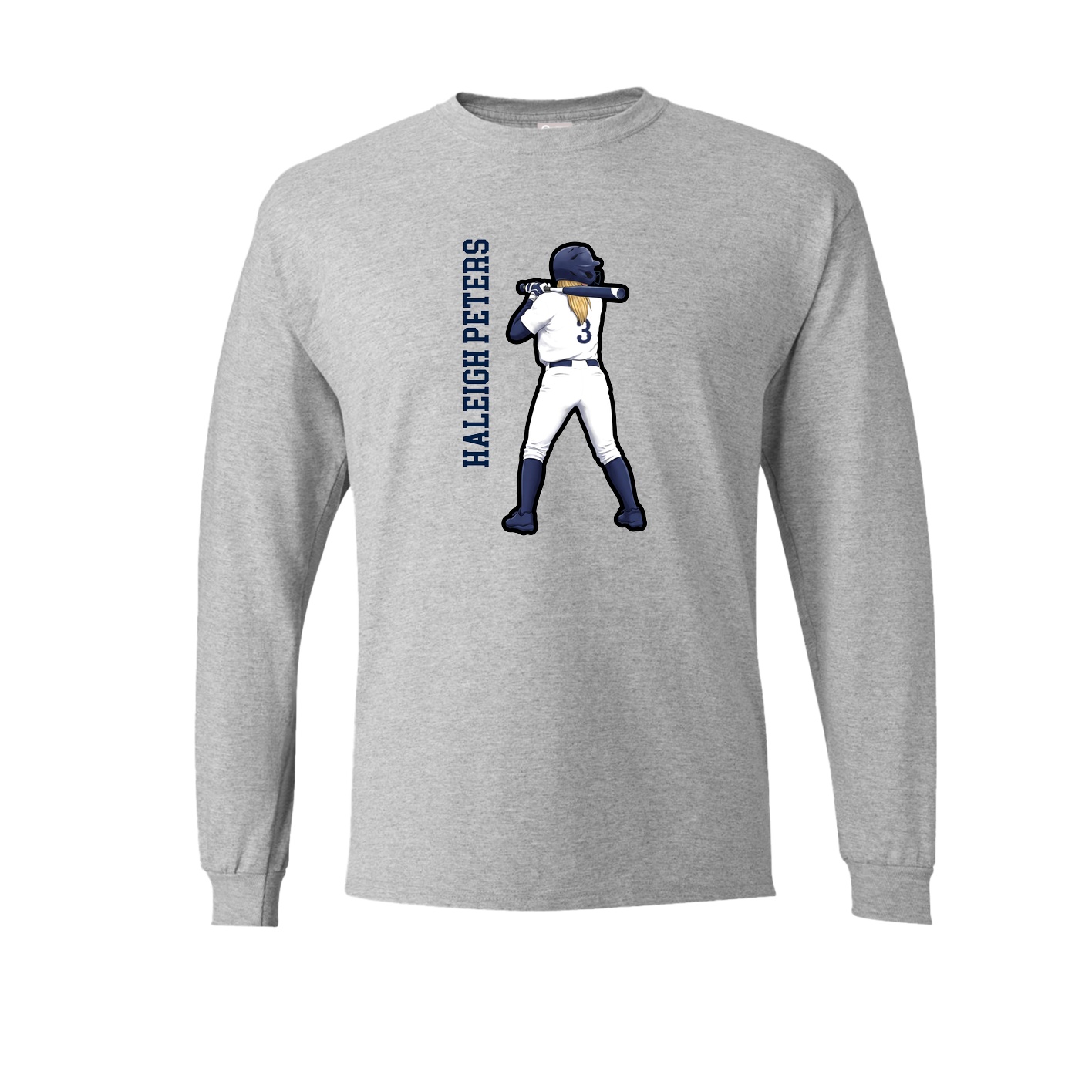 Long Sleeve Tee — Name Vertical in Grey