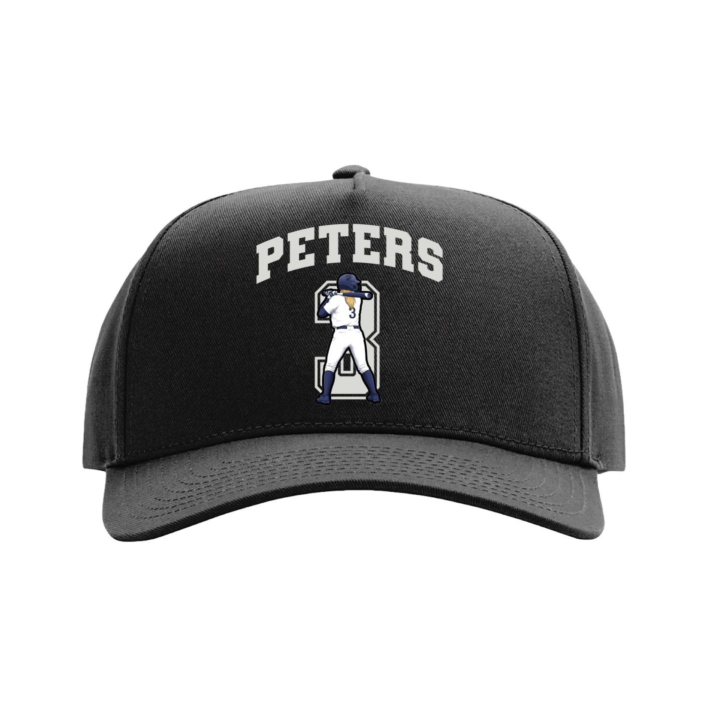 Full Fabric Five-Panel Champ Cap — Number in Black
