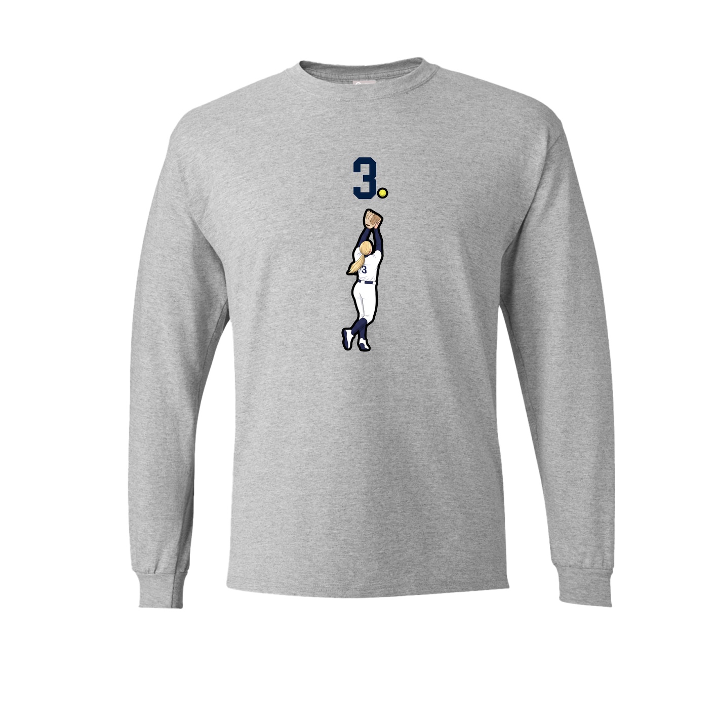 Long Sleeve Tee — Number Top in Grey