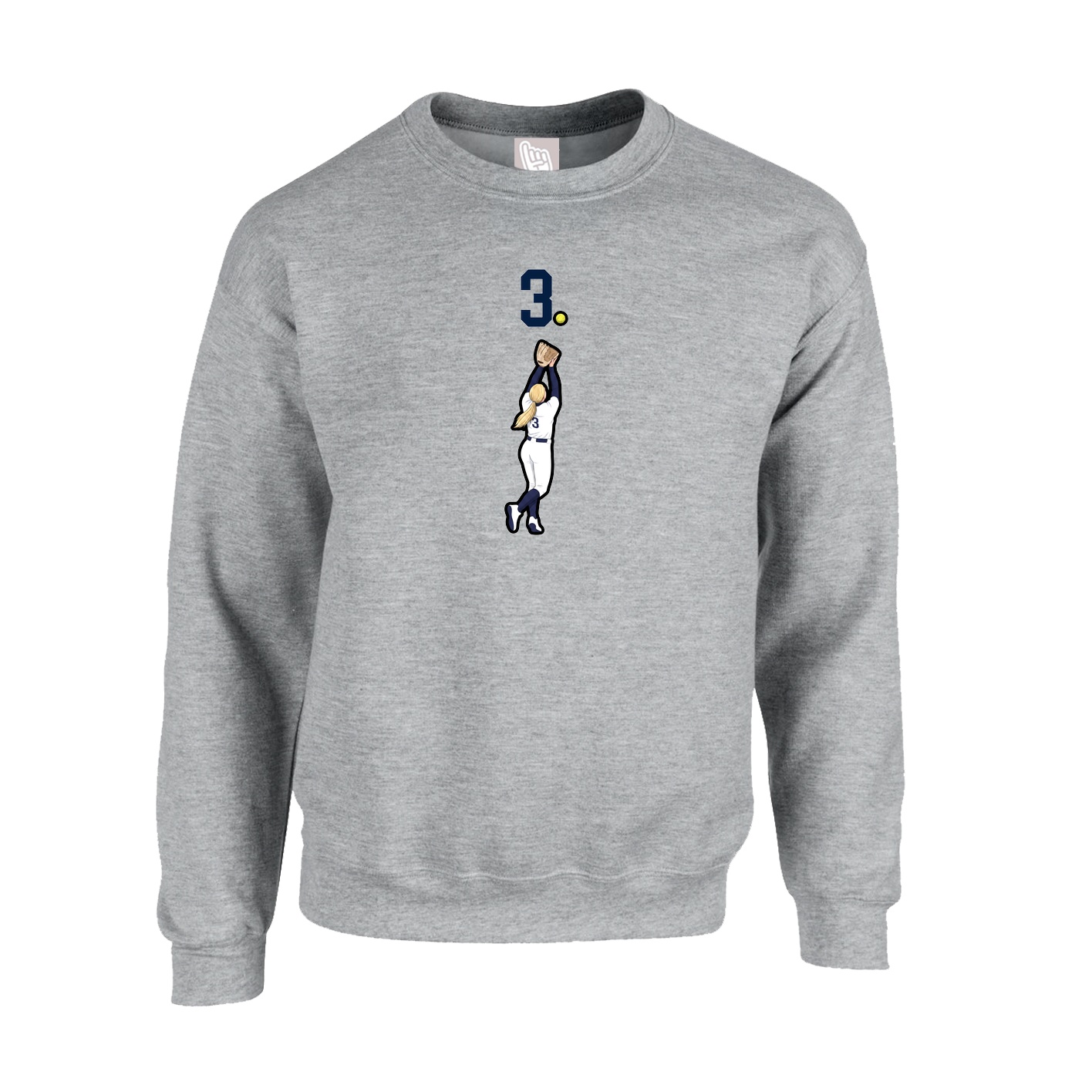 Fleece Crew — Number Top in Grey