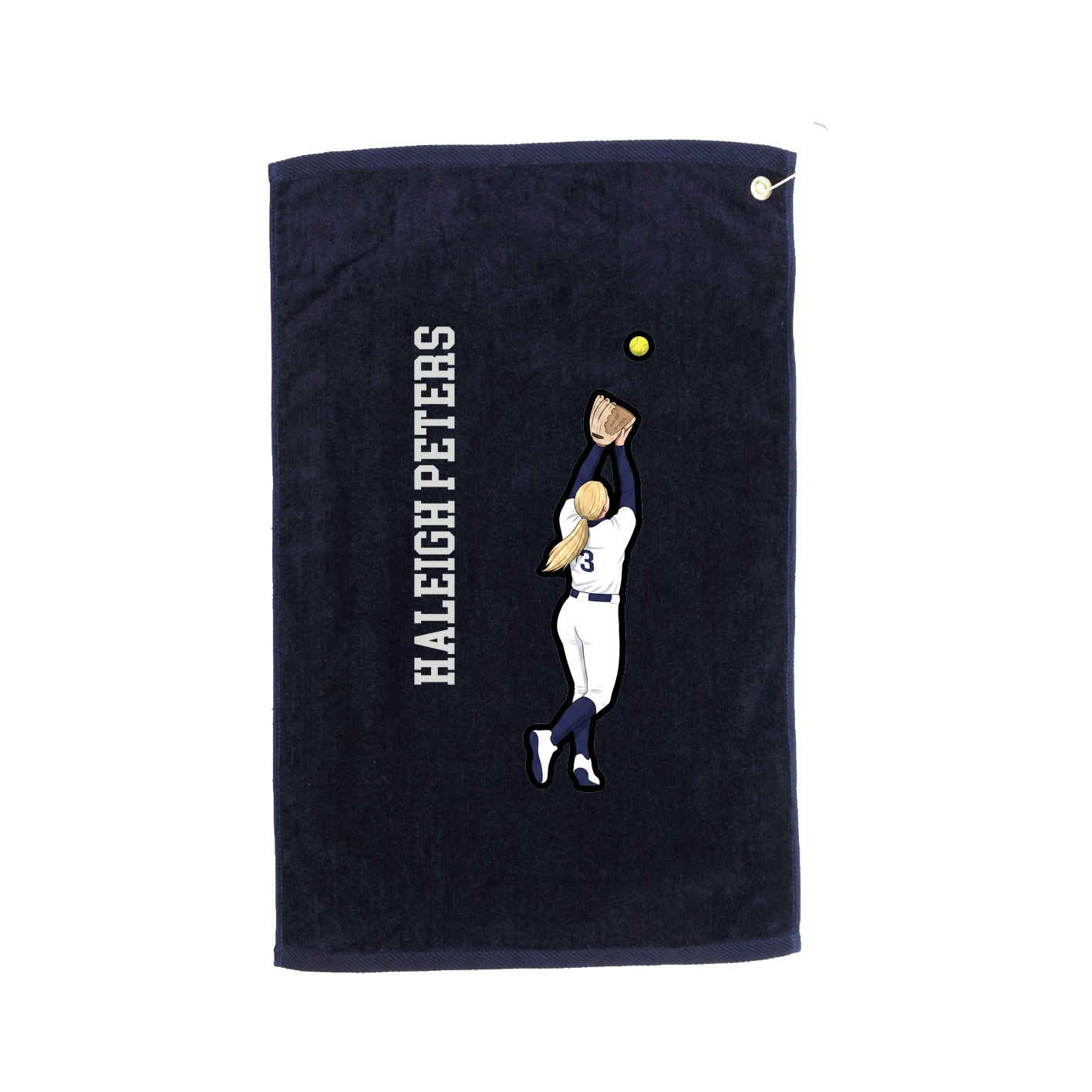 Golf Towel — Name Vertical in Navy