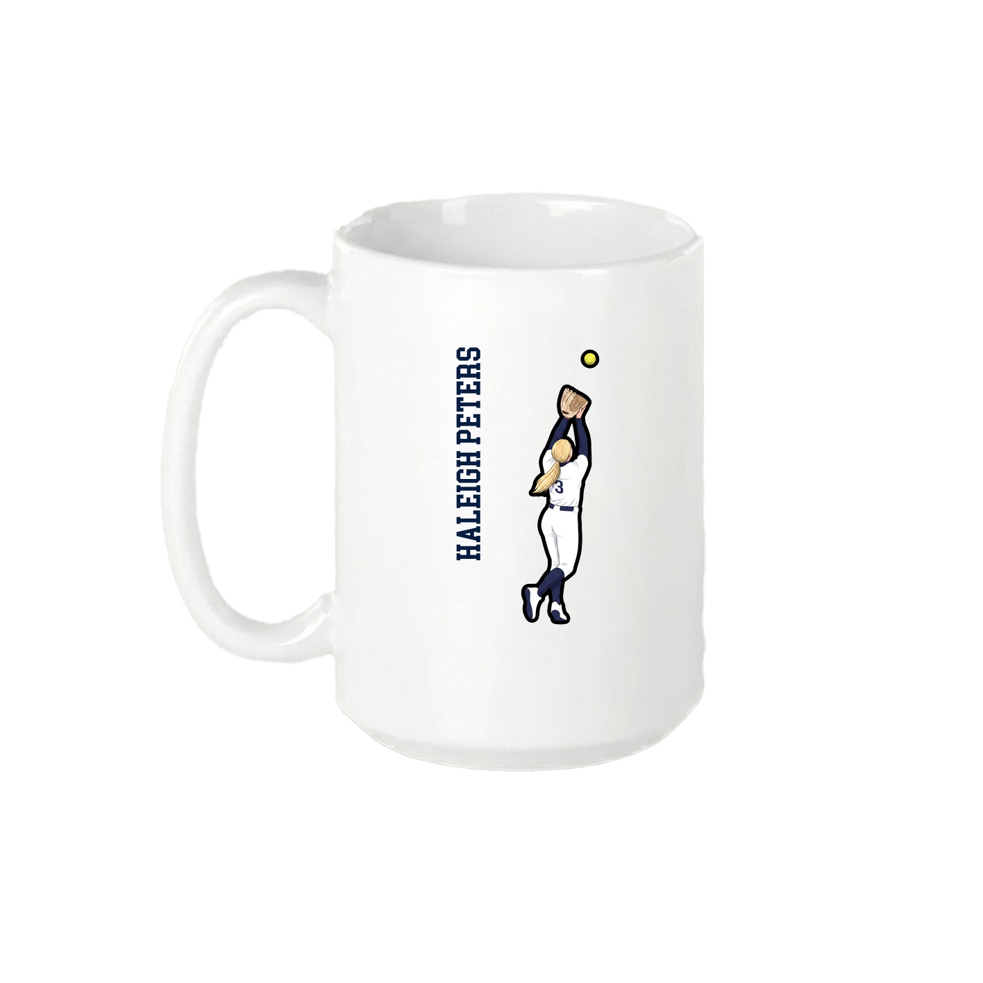 15oz Coffee Mug — Name Vertical in White