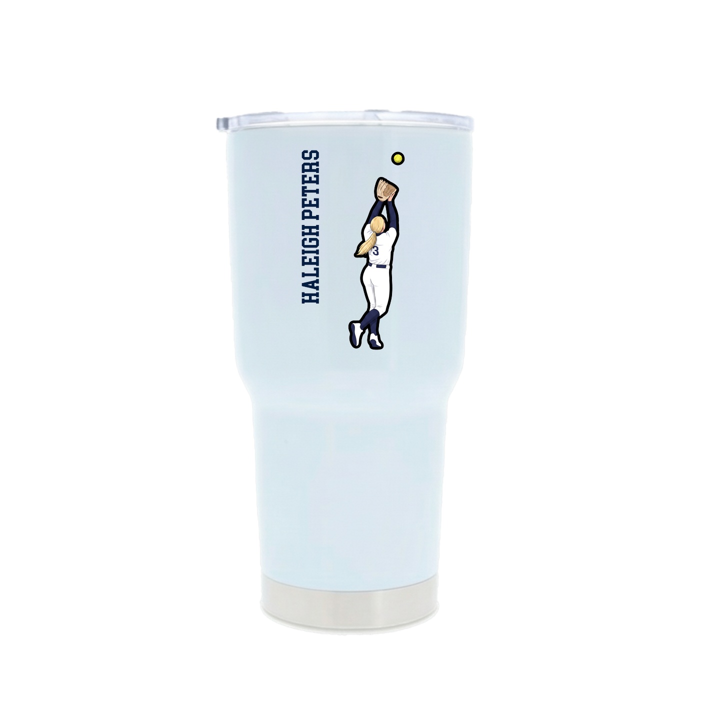 30oz Stainless Steel Tumbler — Name Vertical in White