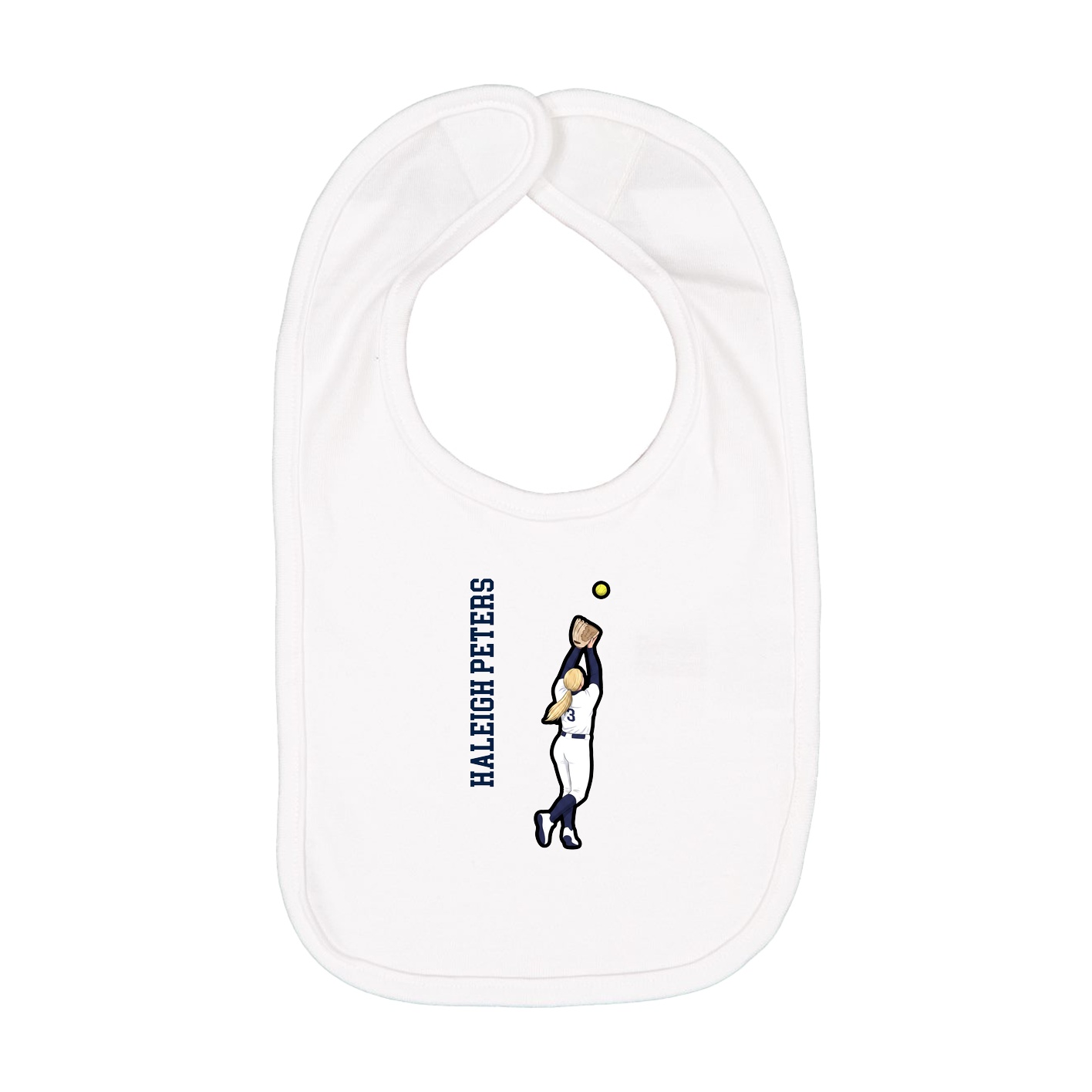 Infant Bib — Name Vertical in White