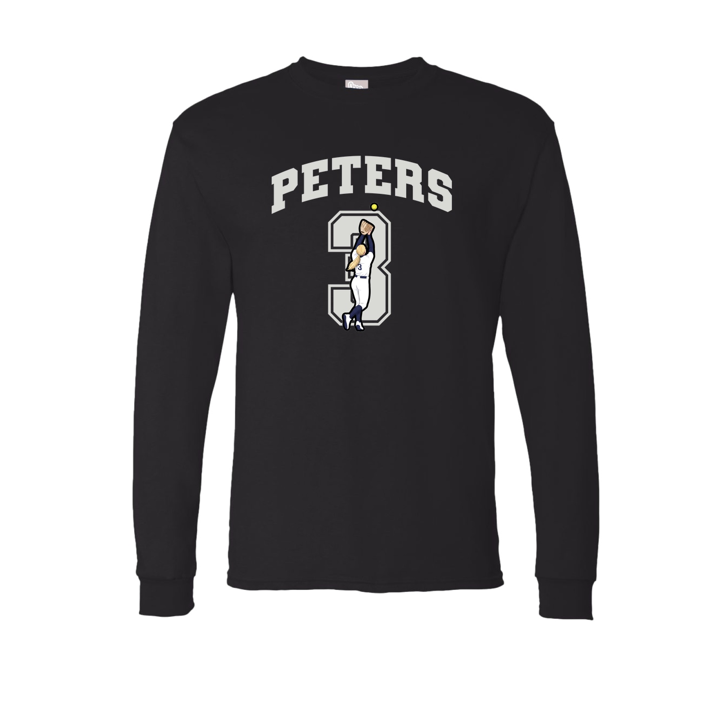 Long Sleeve Tee — Number in Black