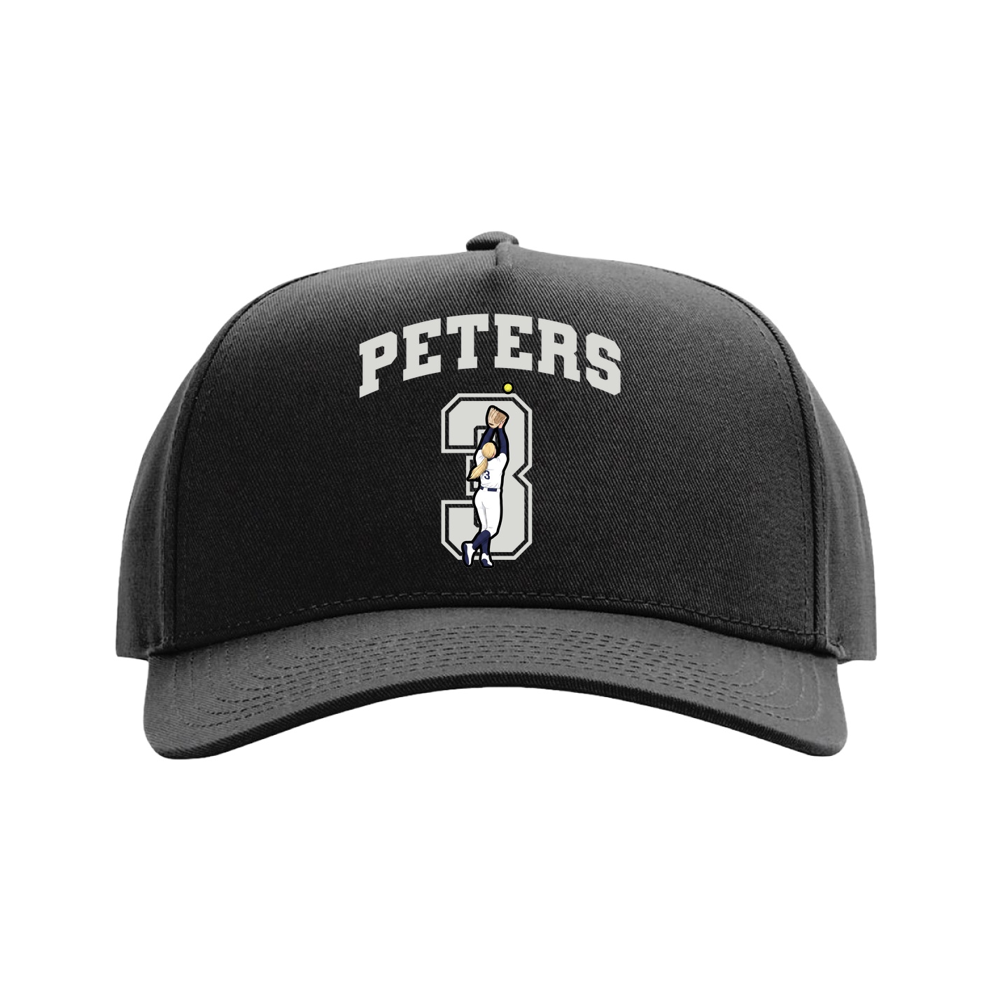 Full Fabric Five-Panel Champ Cap — Number in Black