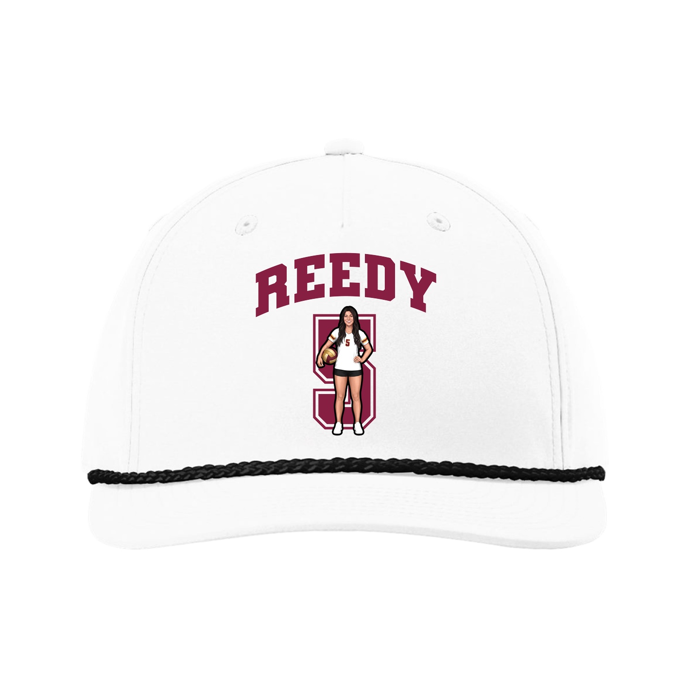 Five-Panel Classic Rope Cap — Number in White