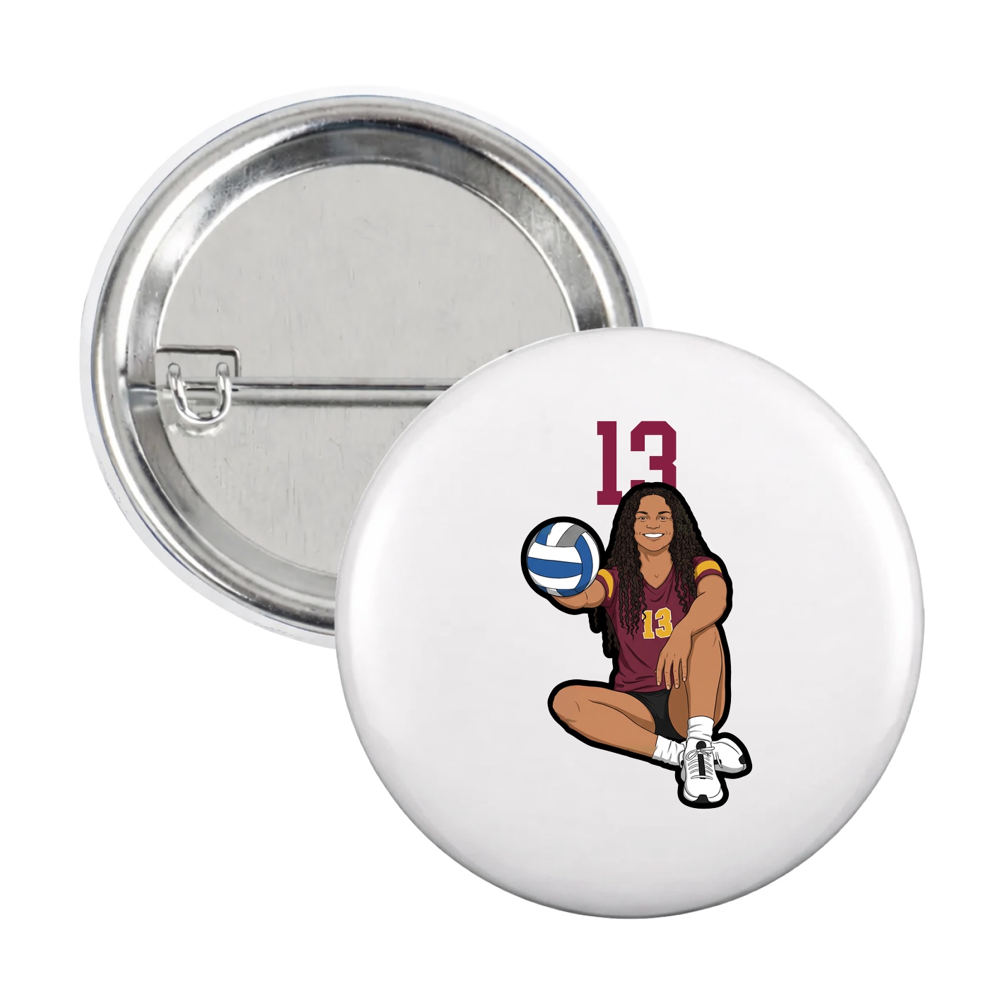 Game Day Button — Number Top in White