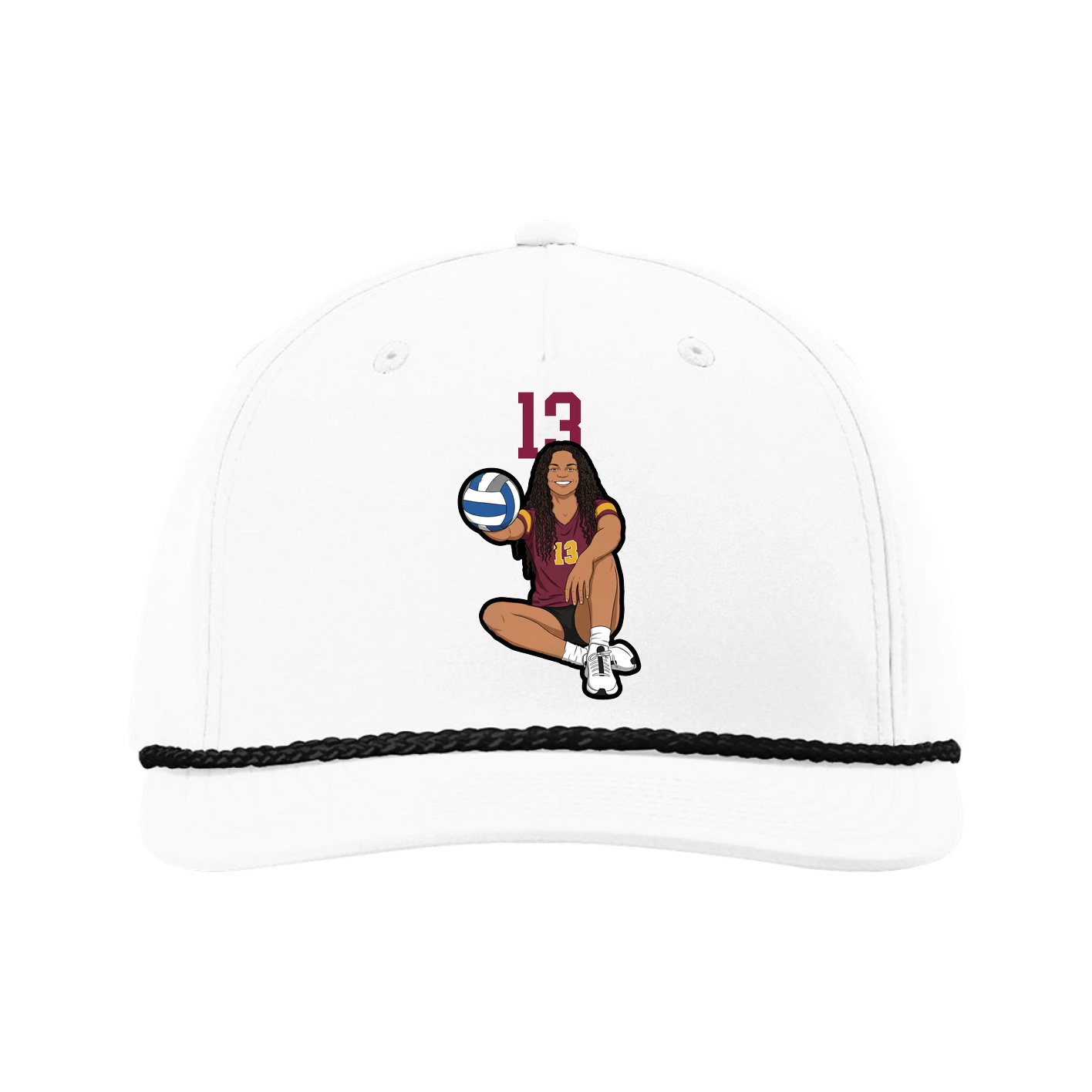 Five-Panel Classic Rope Cap — Number Top in White