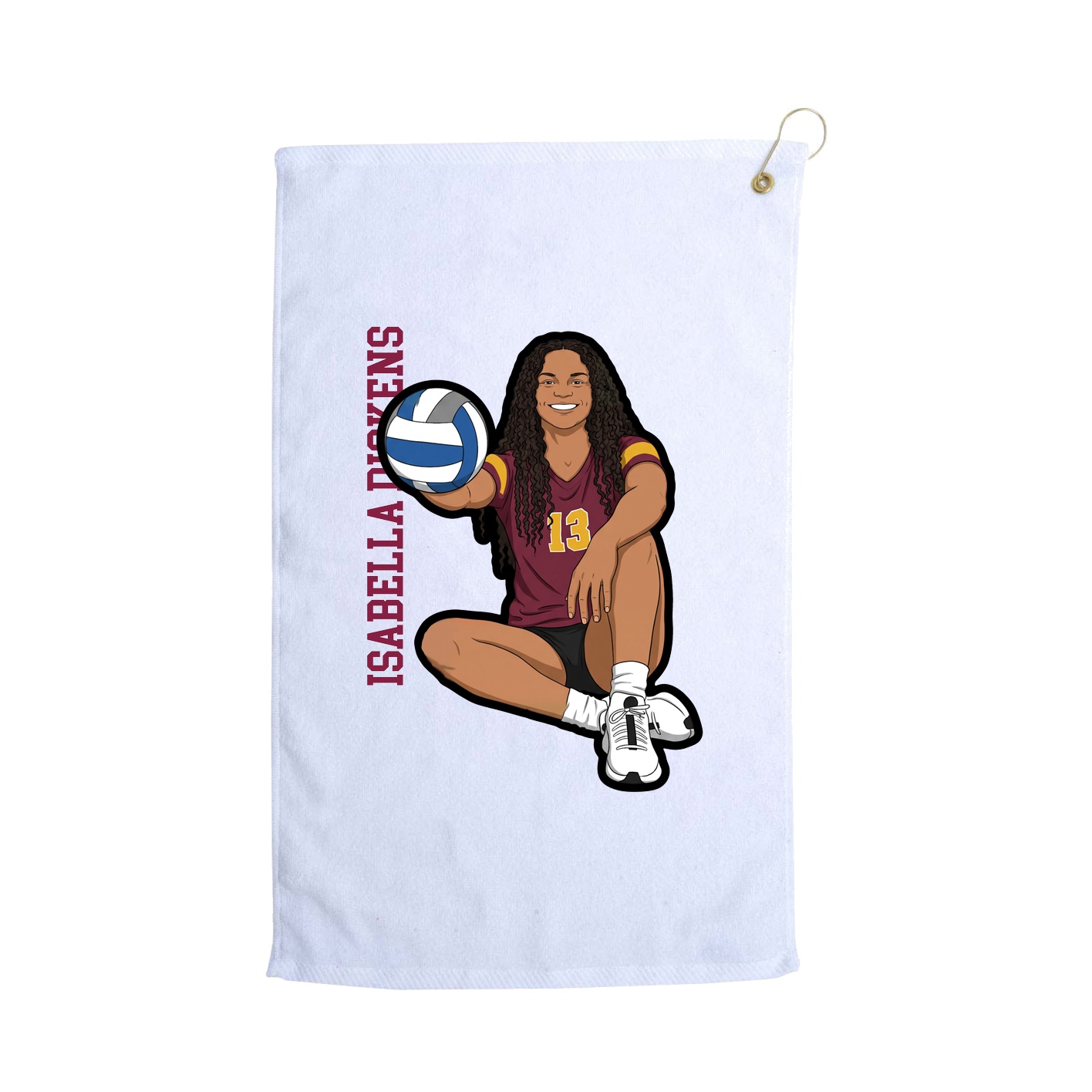 Golf Towel — Name Vertical in White