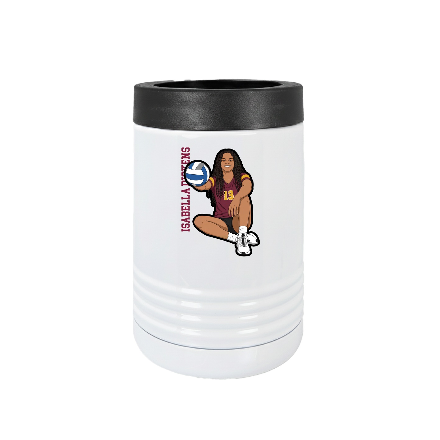 Beverage Holder — Name Vertical in White