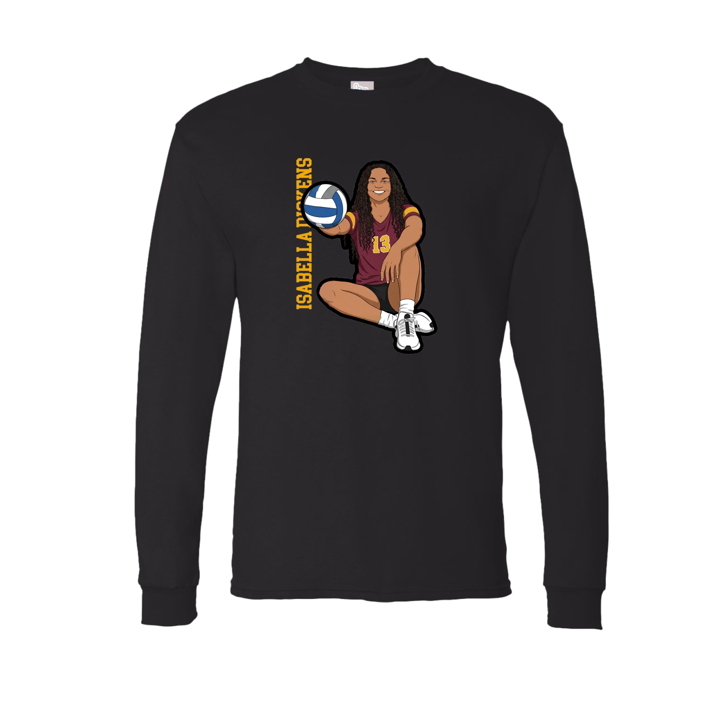 Long Sleeve Tee — Name Vertical in Black