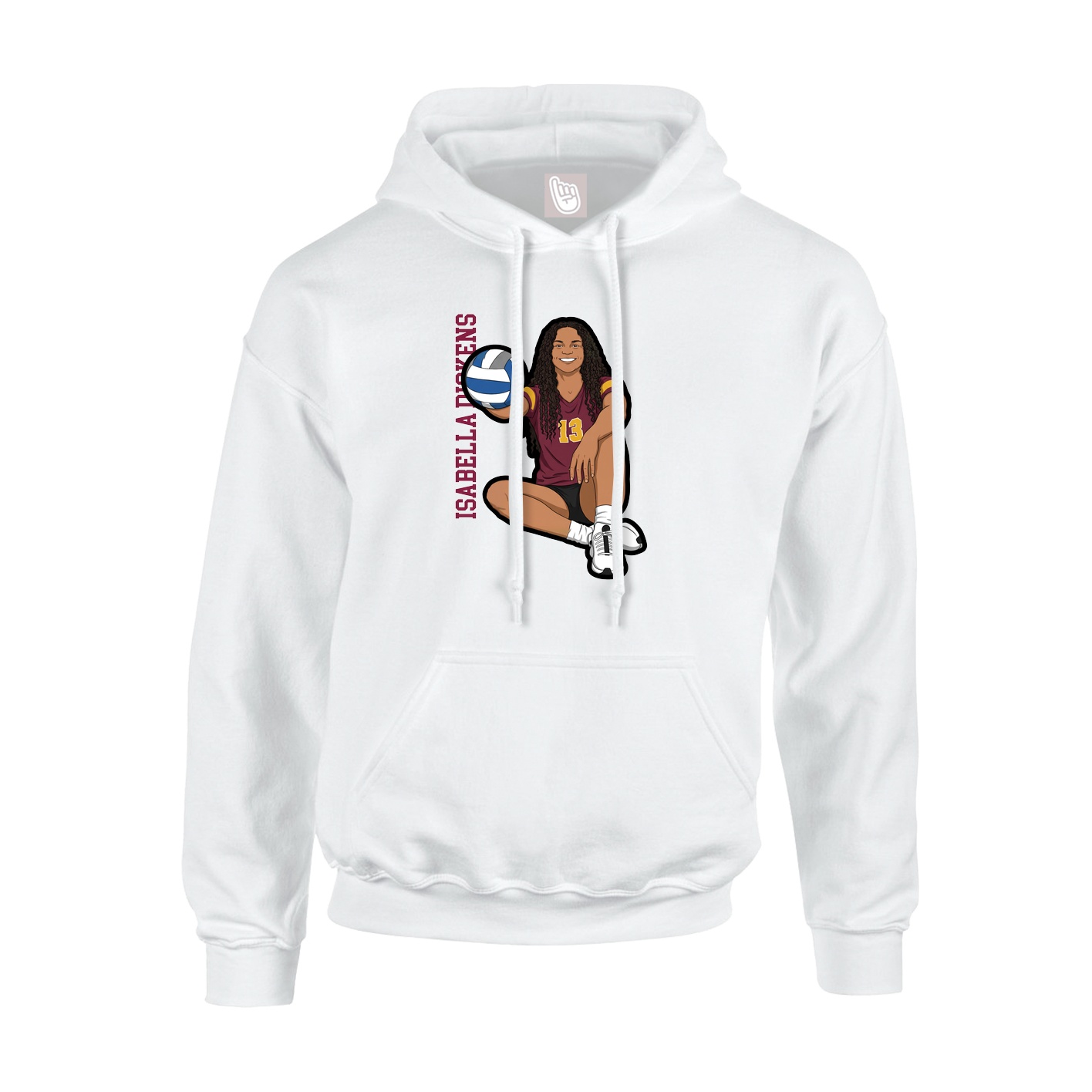 Hoodie — Name Vertical in White