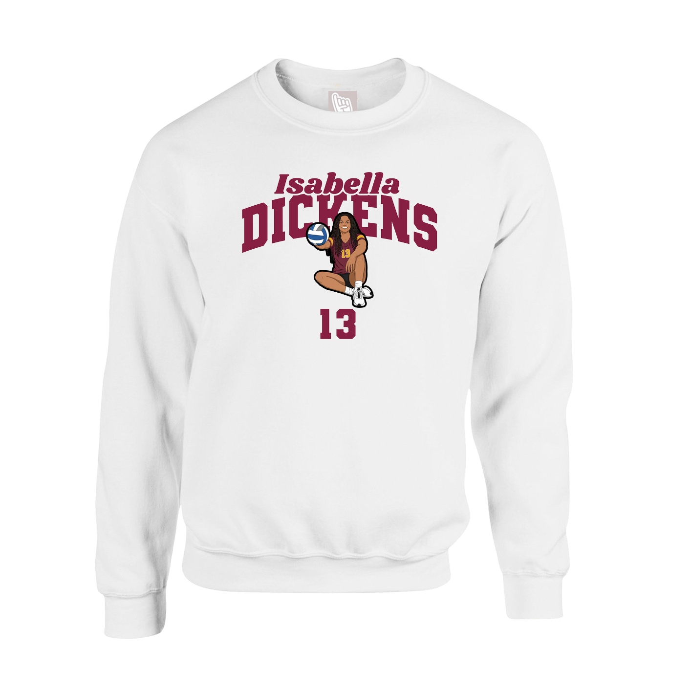 Fleece Crew — Signature Arch in White