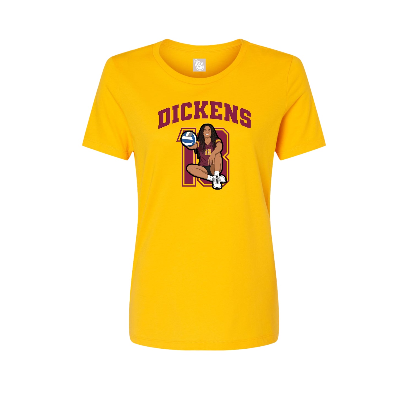 Fitted Women's Tee — Number in Gold