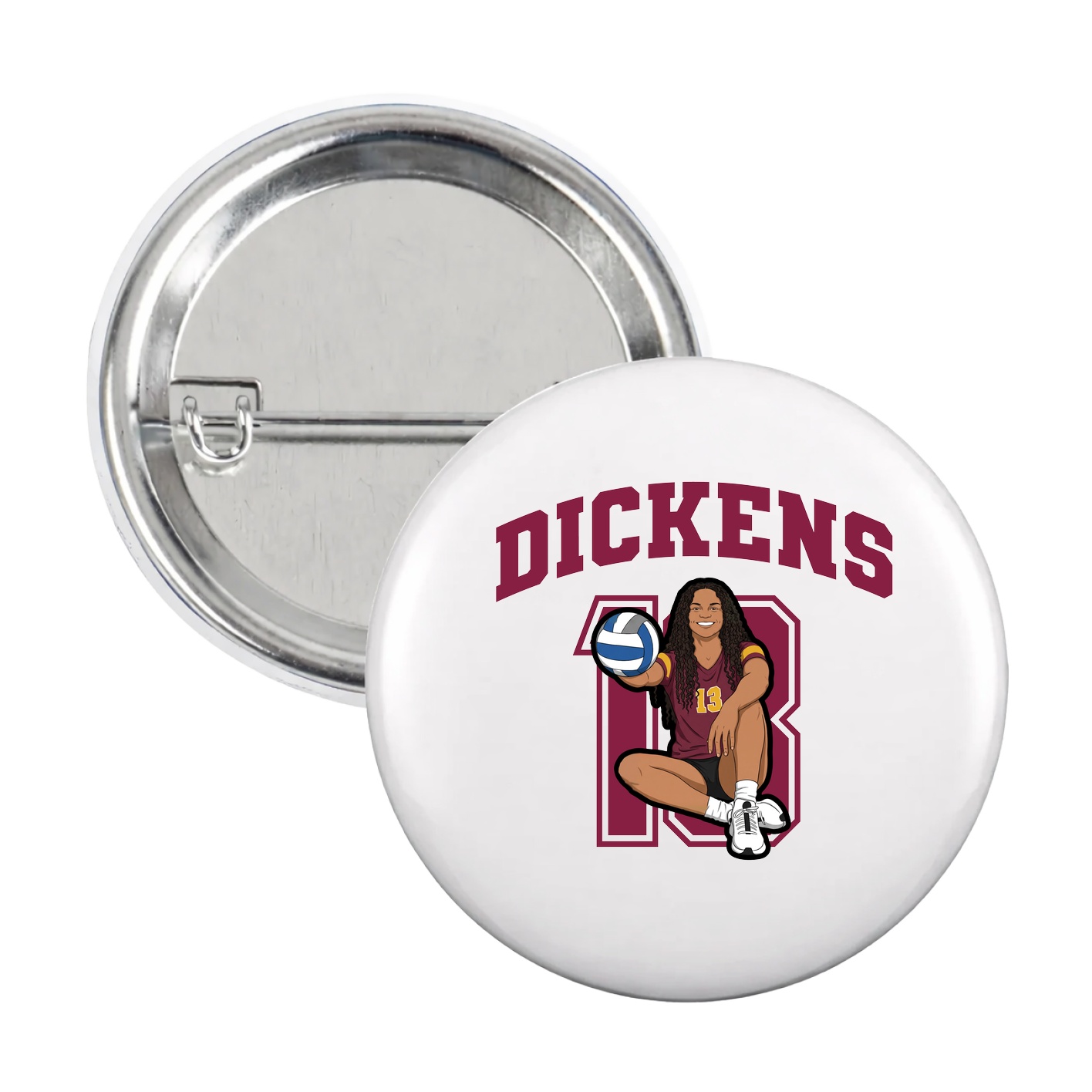 Game Day Button — Number in White
