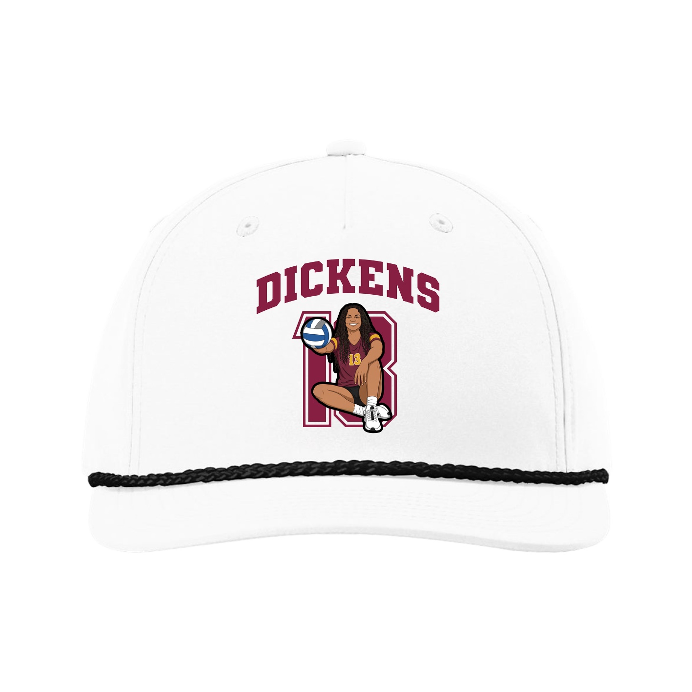 Five-Panel Classic Rope Cap — Number in White