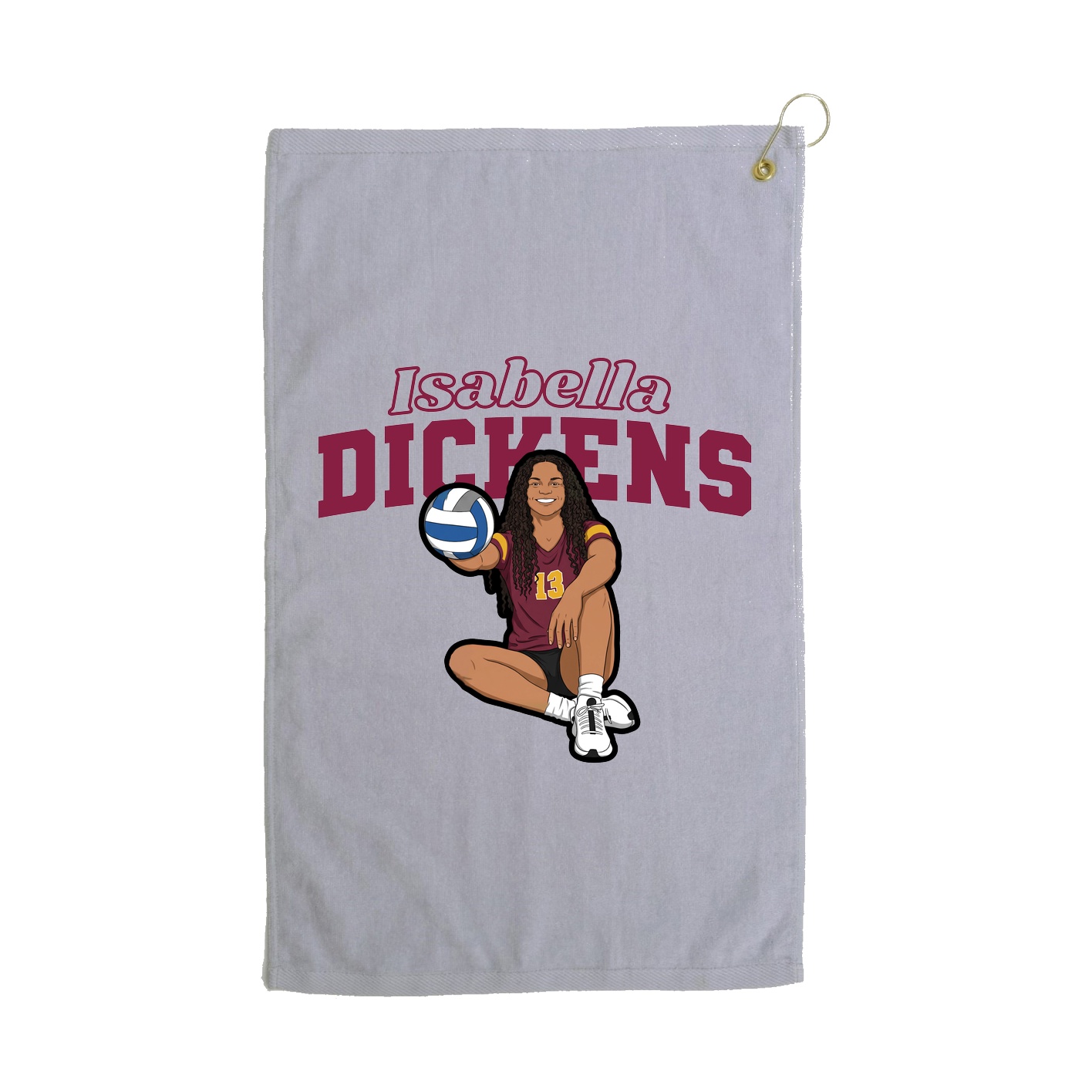 Golf Towel — Name Arch in Grey