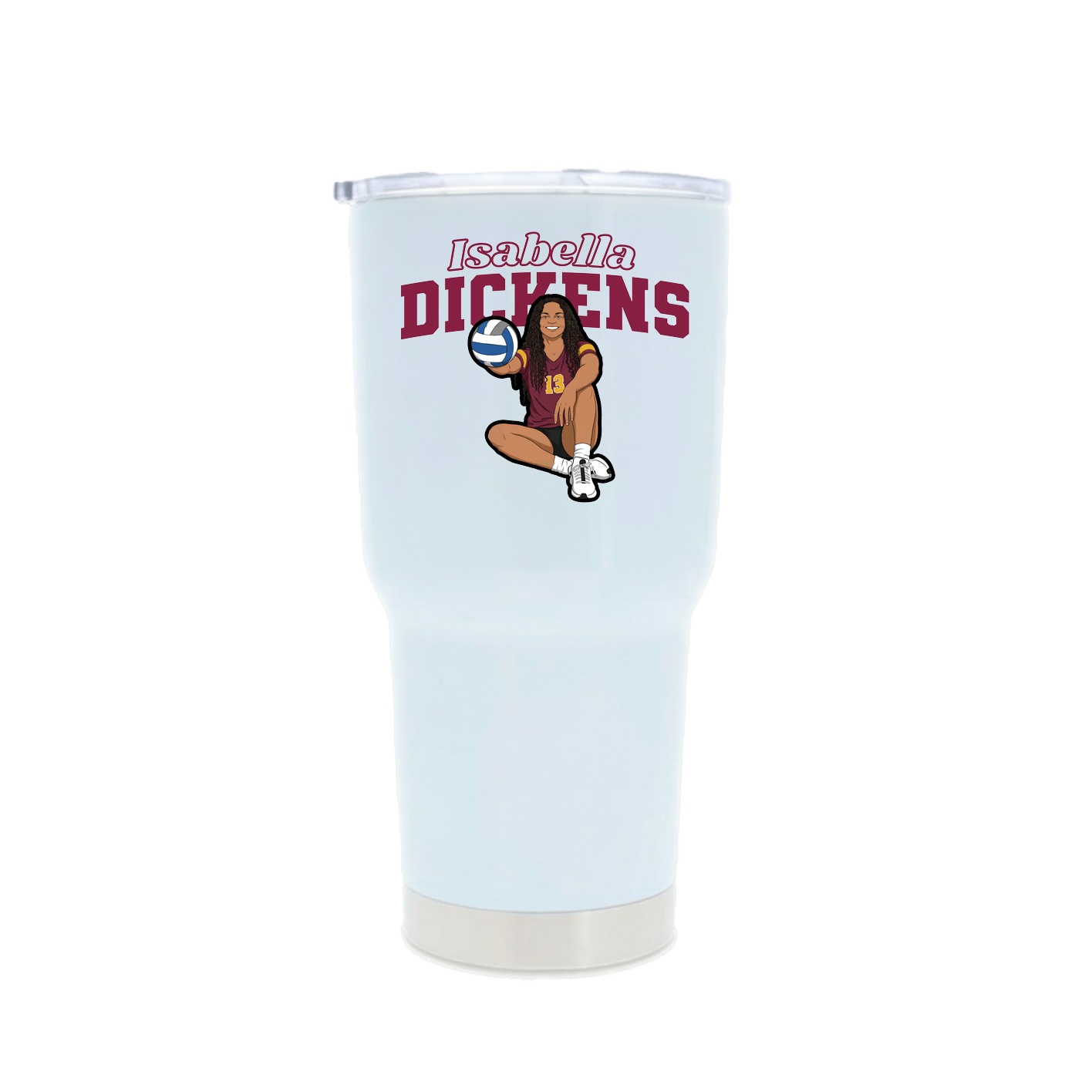 30oz Stainless Steel Tumbler — Name Arch in White