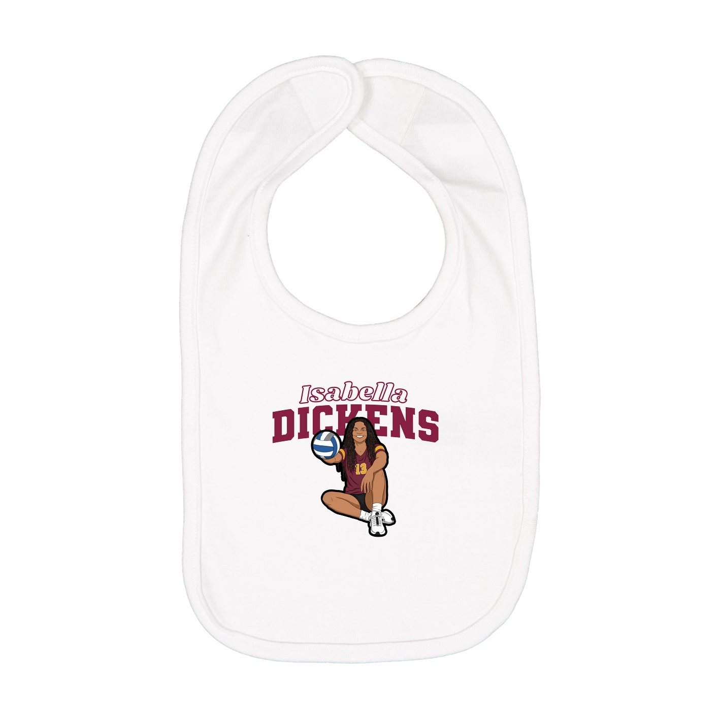 Infant Bib — Name Arch in White