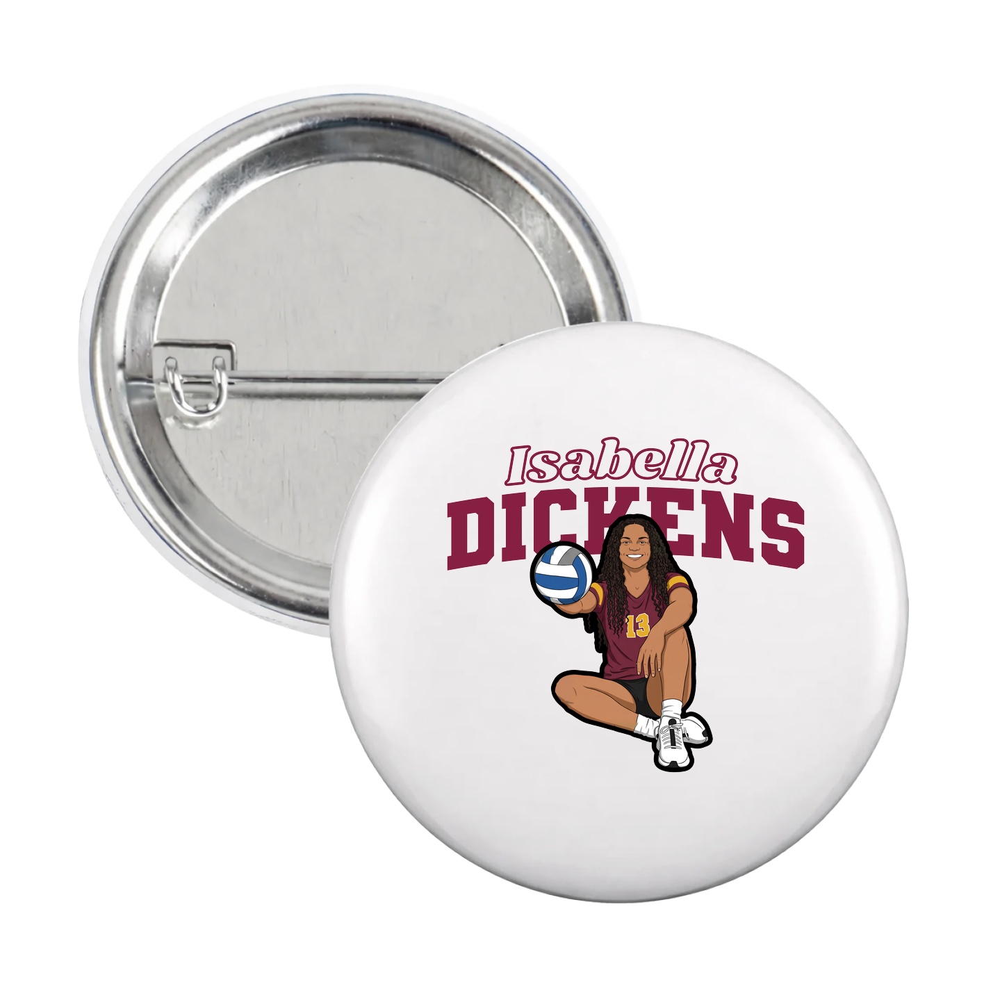 Game Day Button — Name Arch in White