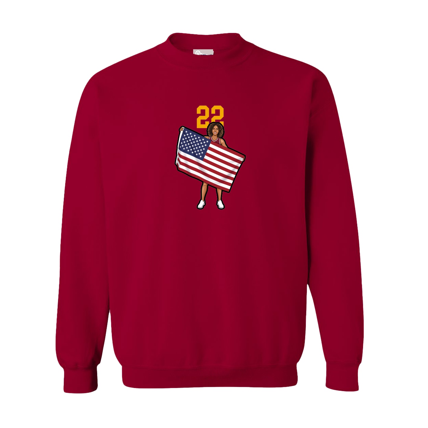Fleece Crew — Number Top in Cardinal