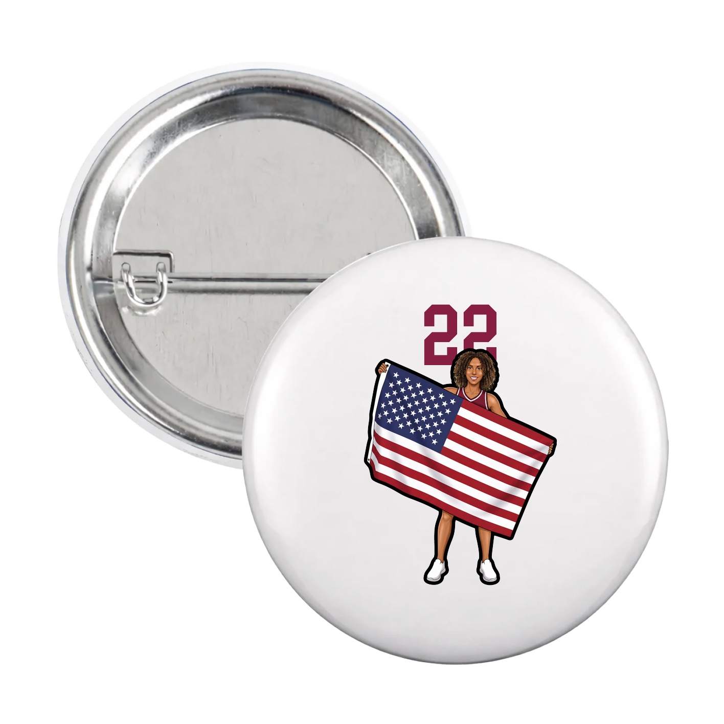 Game Day Button — Number Top in White