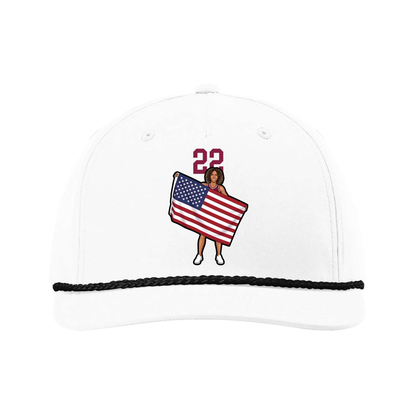 Five-Panel Classic Rope Cap — Number Top in White