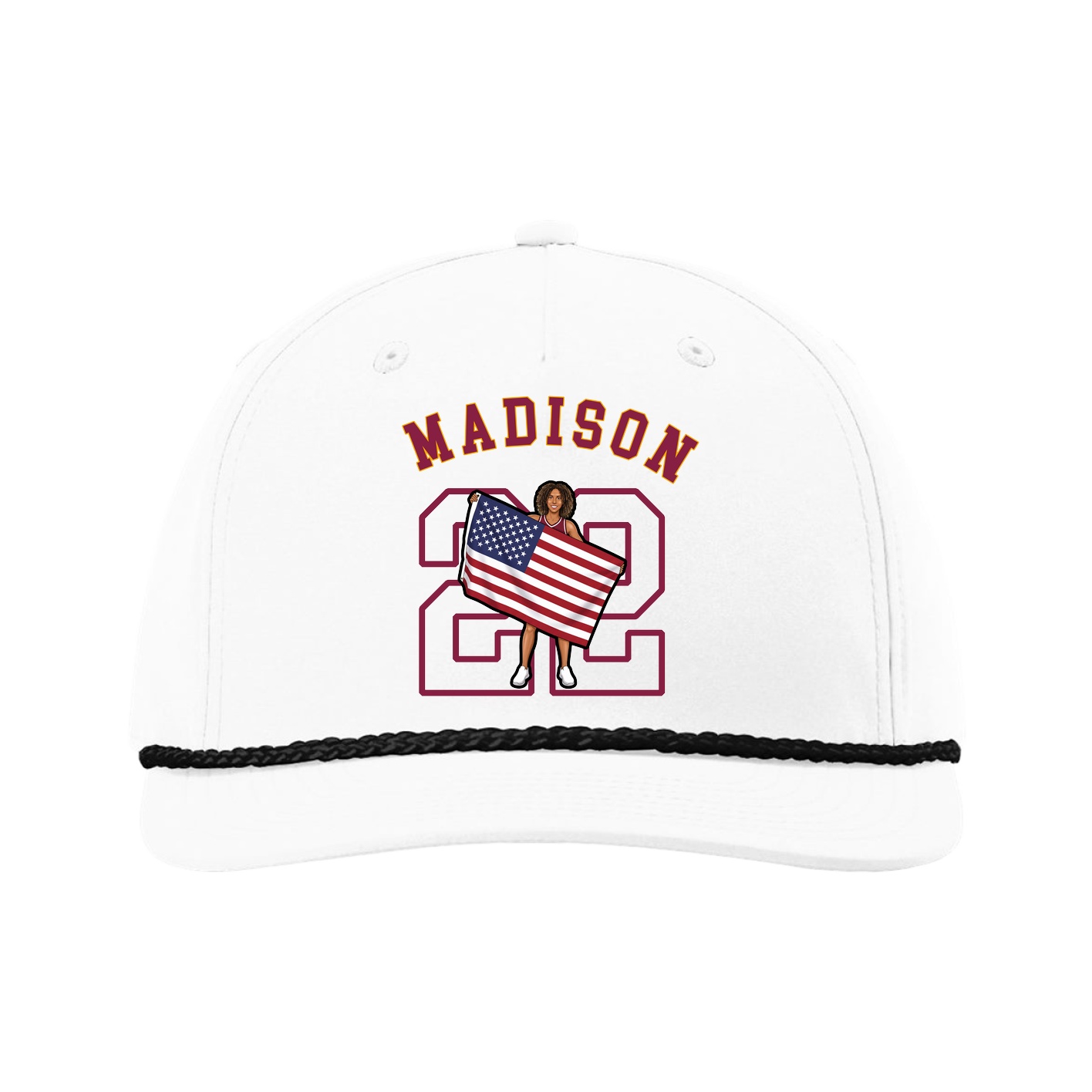 Five-Panel Classic Rope Cap — Shirsey Arch in White