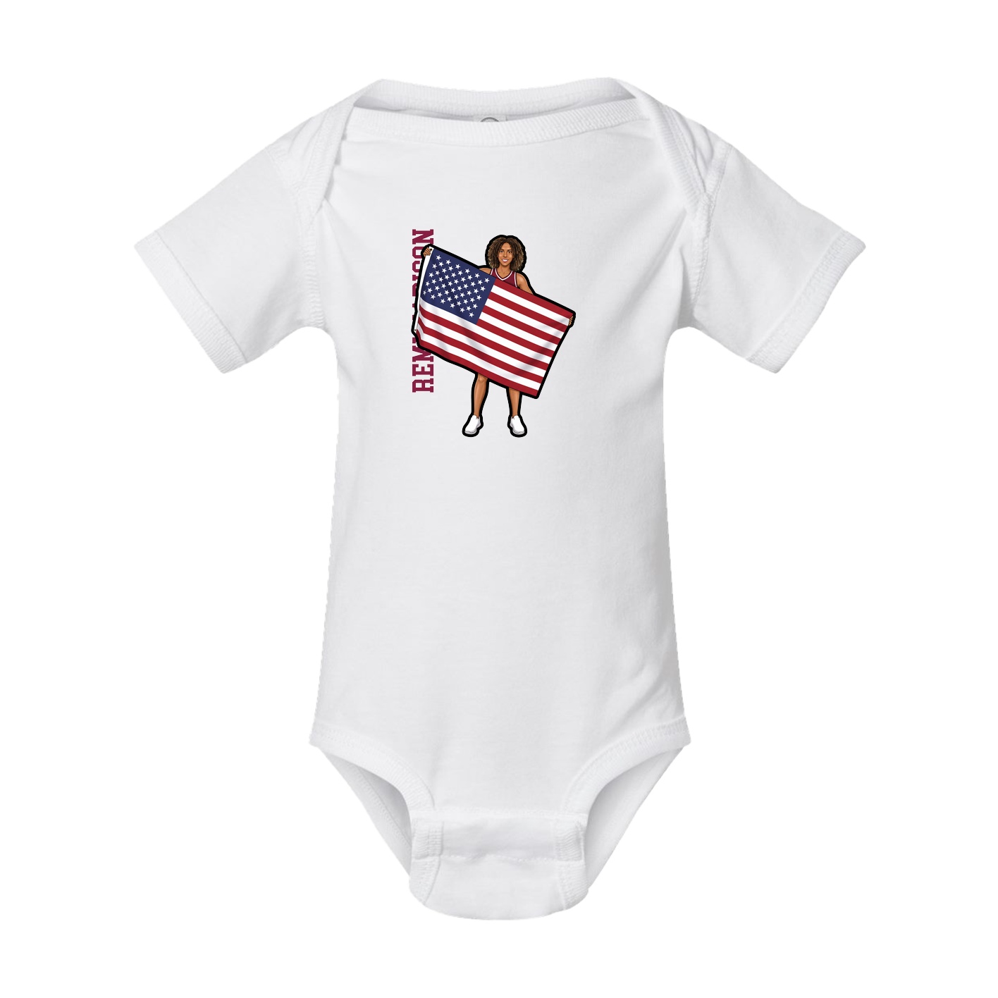 Baby Onesie — Name Vertical in White