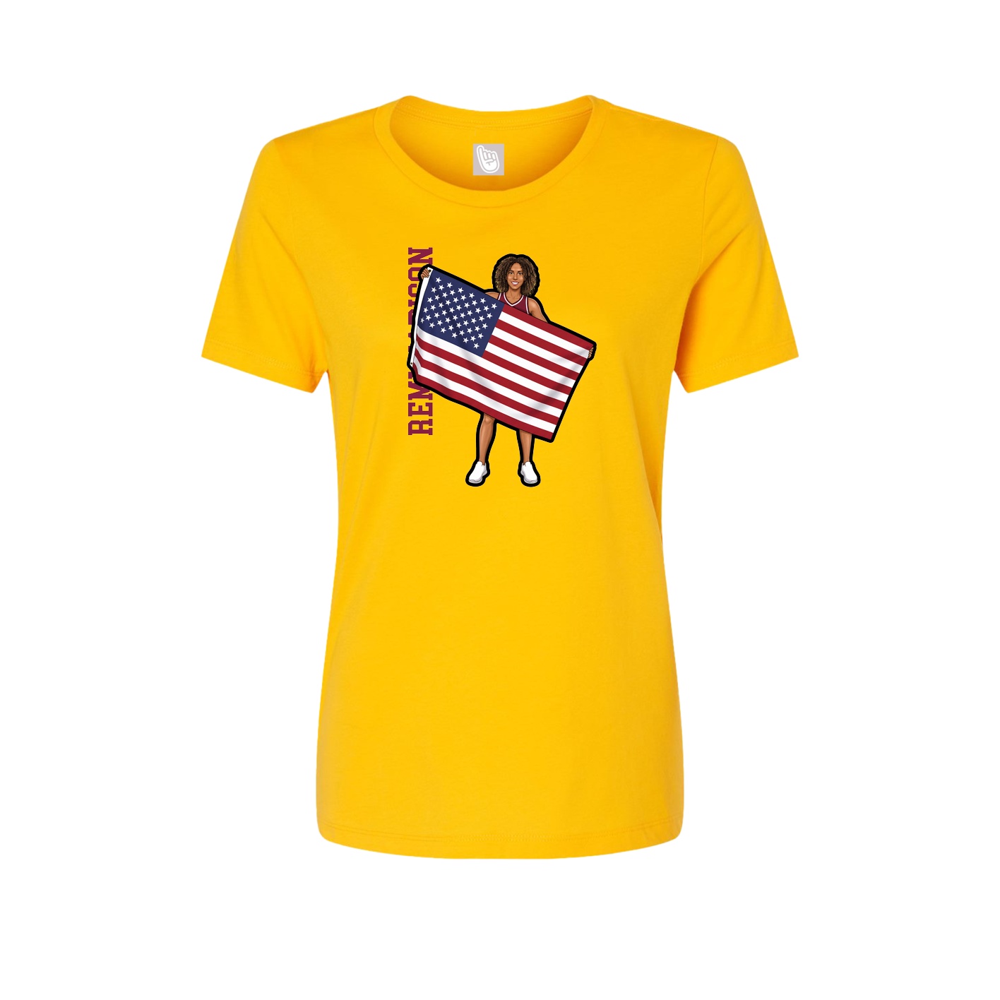 Fitted Women's Tee — Name Vertical in Gold