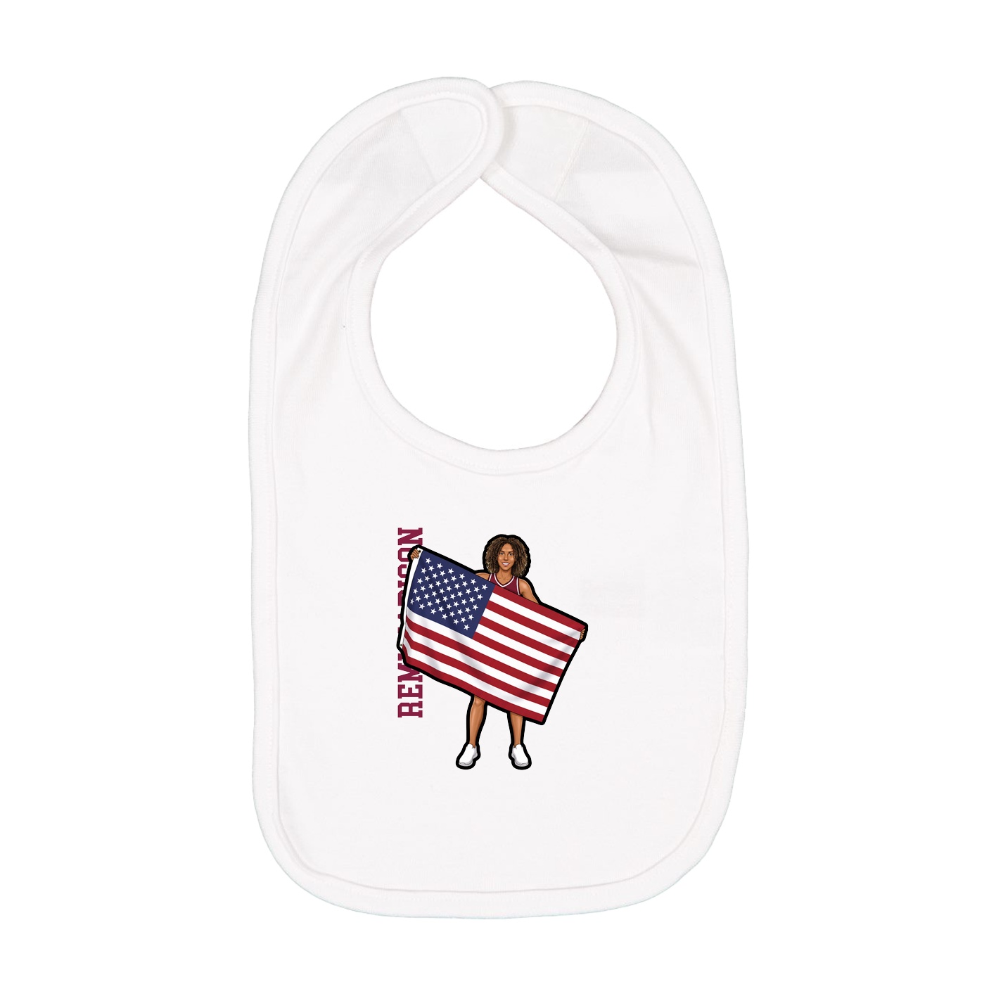 Infant Bib — Name Vertical in White