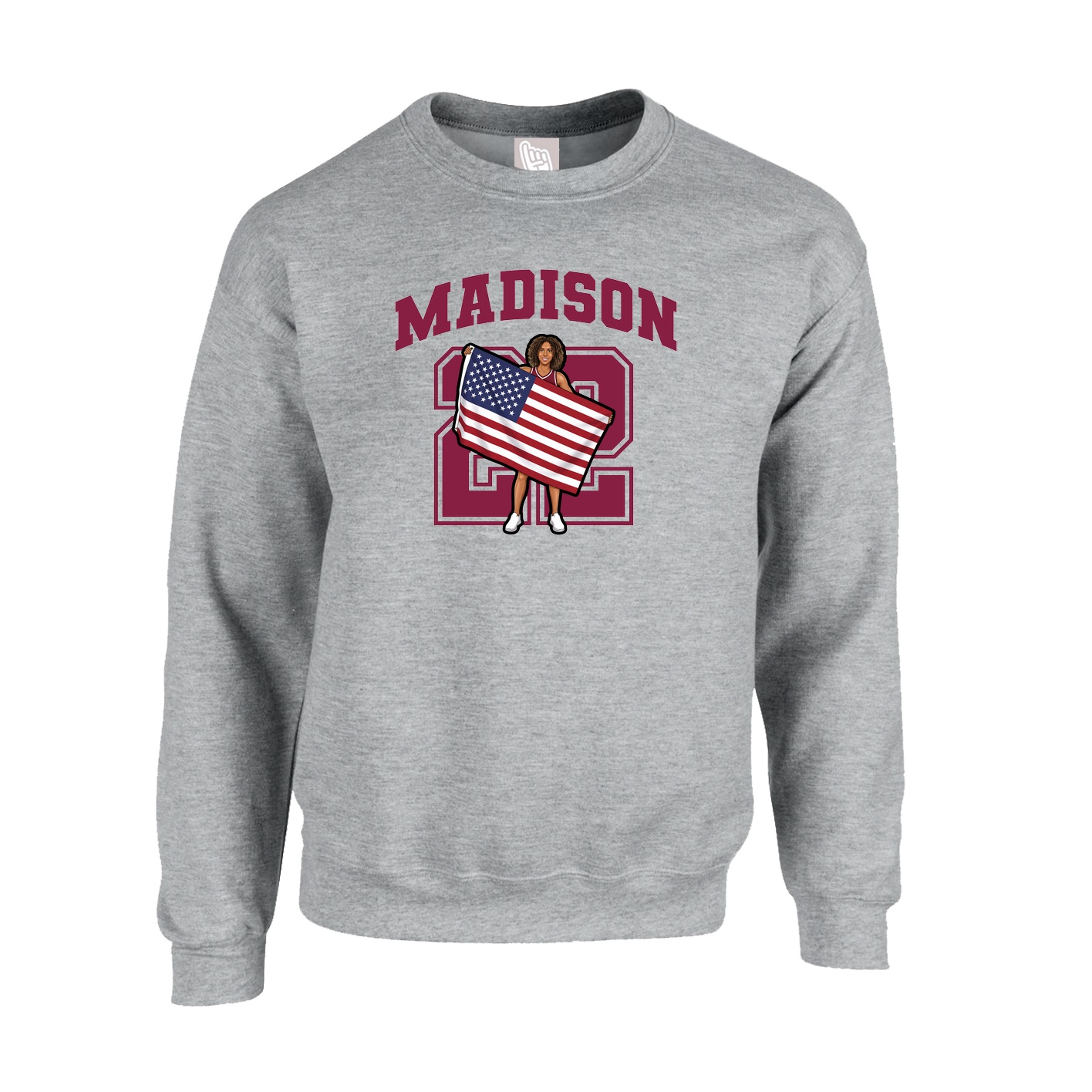 Fleece Crew — Number in Grey