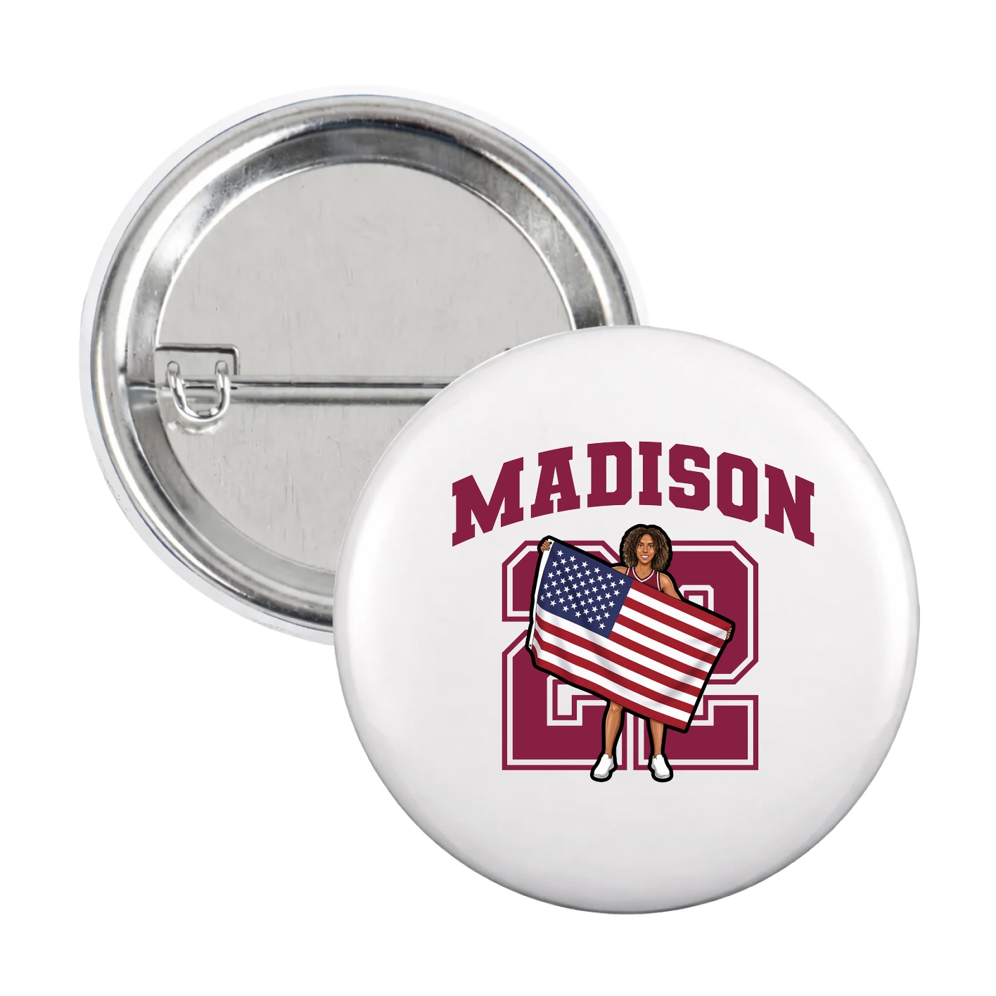 Game Day Button — Number in White