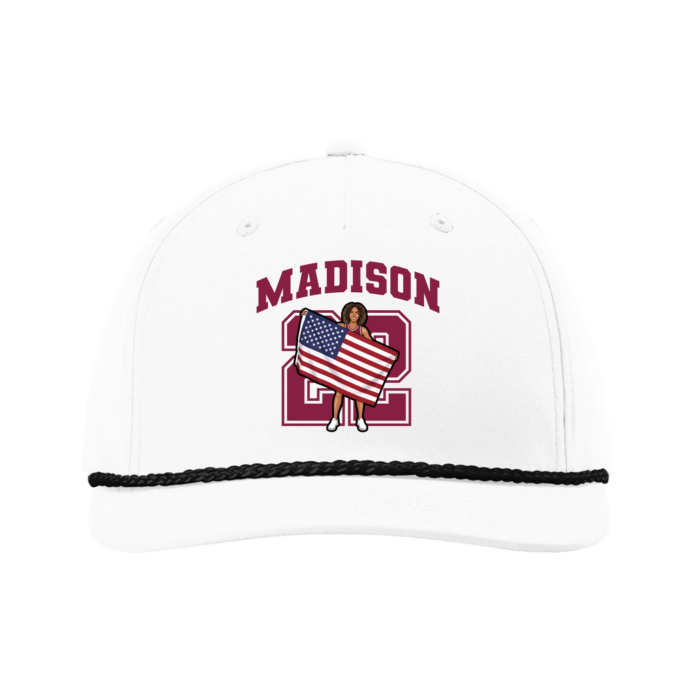 Five-Panel Classic Rope Cap — Number in White