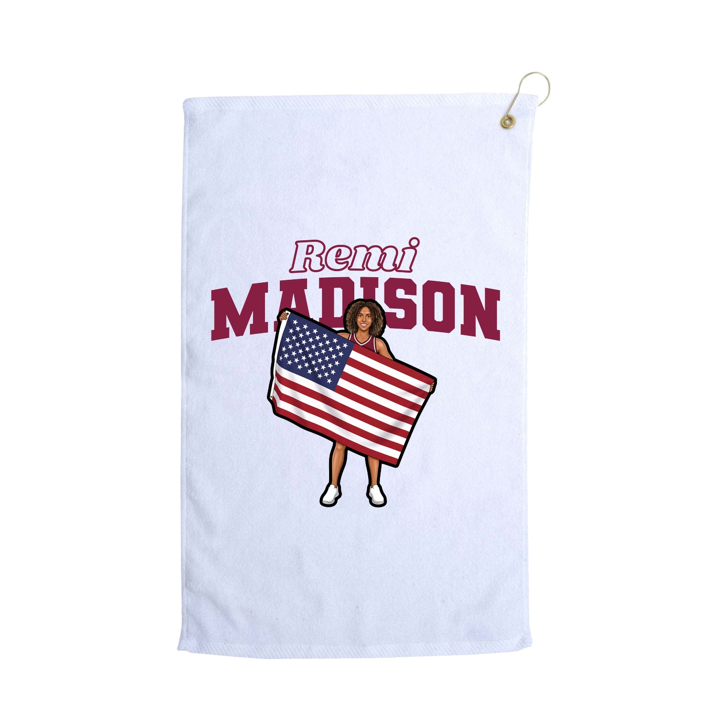 Golf Towel — Name Arch in White