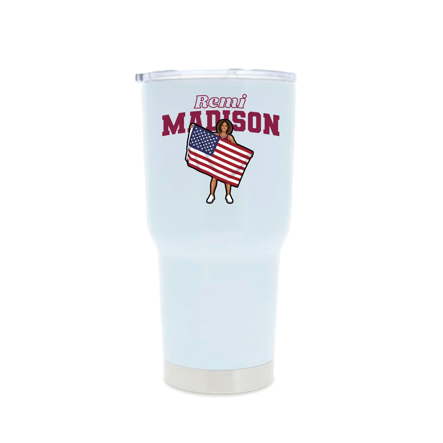 30oz Stainless Steel Tumbler — Name Arch in White