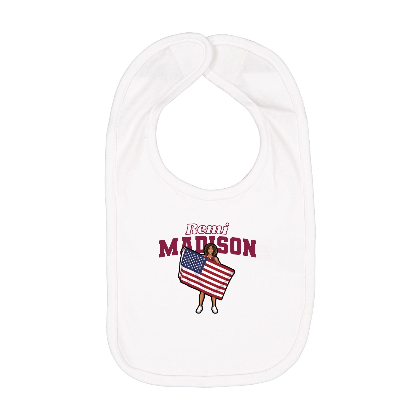 Infant Bib — Name Arch in White
