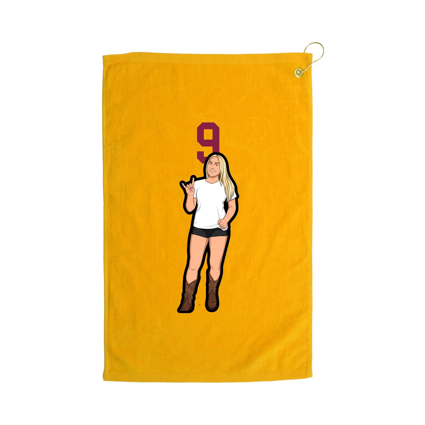 Golf Towel — Number Top in Gold
